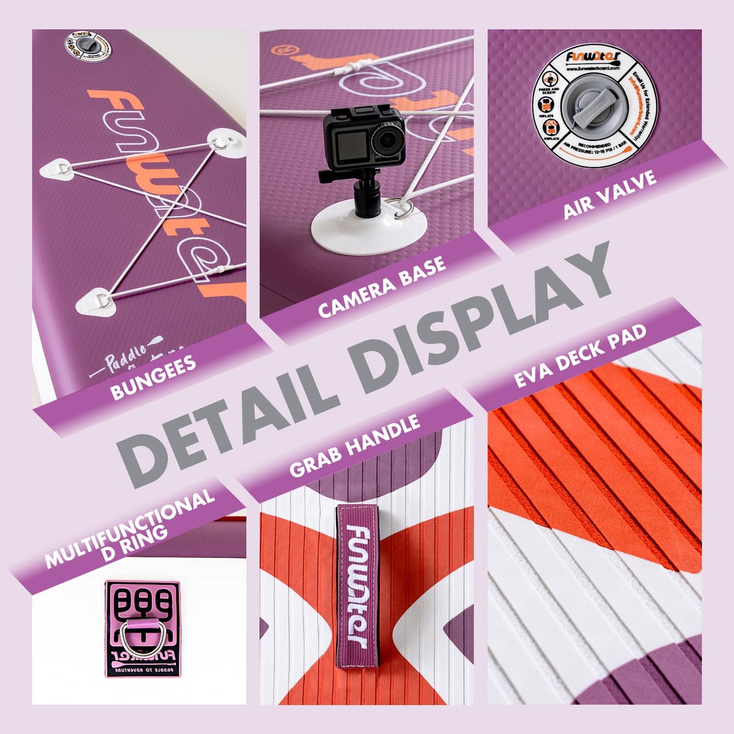 FunWater 10'6×33"×6" Inflatable Stand Up Paddle Board with Premium SUP Paddleboard Accessories, Wide Stable Anti-Slip EVA Deck,Paddle Boards for Adults & Youth of All Skill Levels