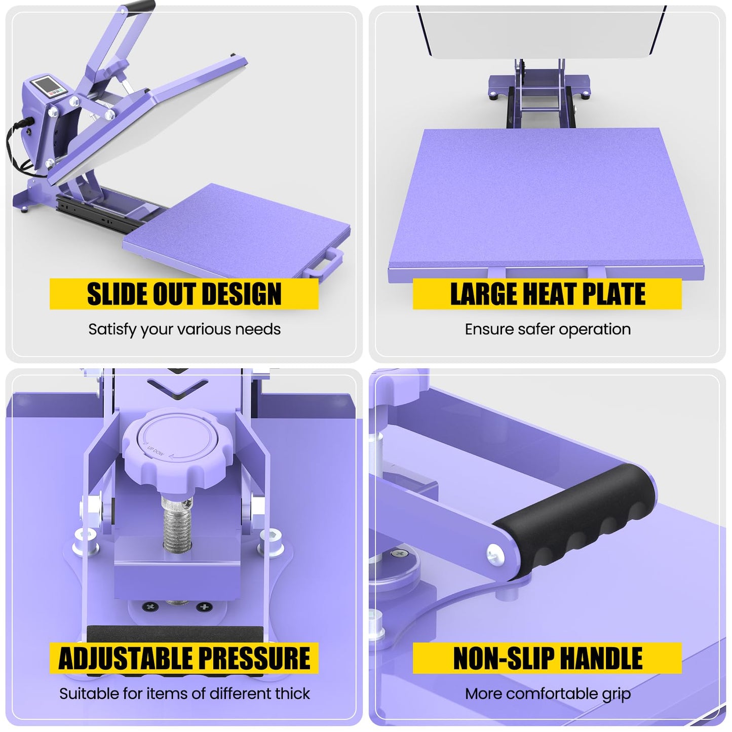 AKEYDIY 15" x 15" Slide Out Heat Press for T Shirts - Fast Heating for Sublimation, Industrial Even Heat Transfer & Precise Temp Control, Shirt Heat Press for Vinyl & Fabric Projects (15x15 Purple)