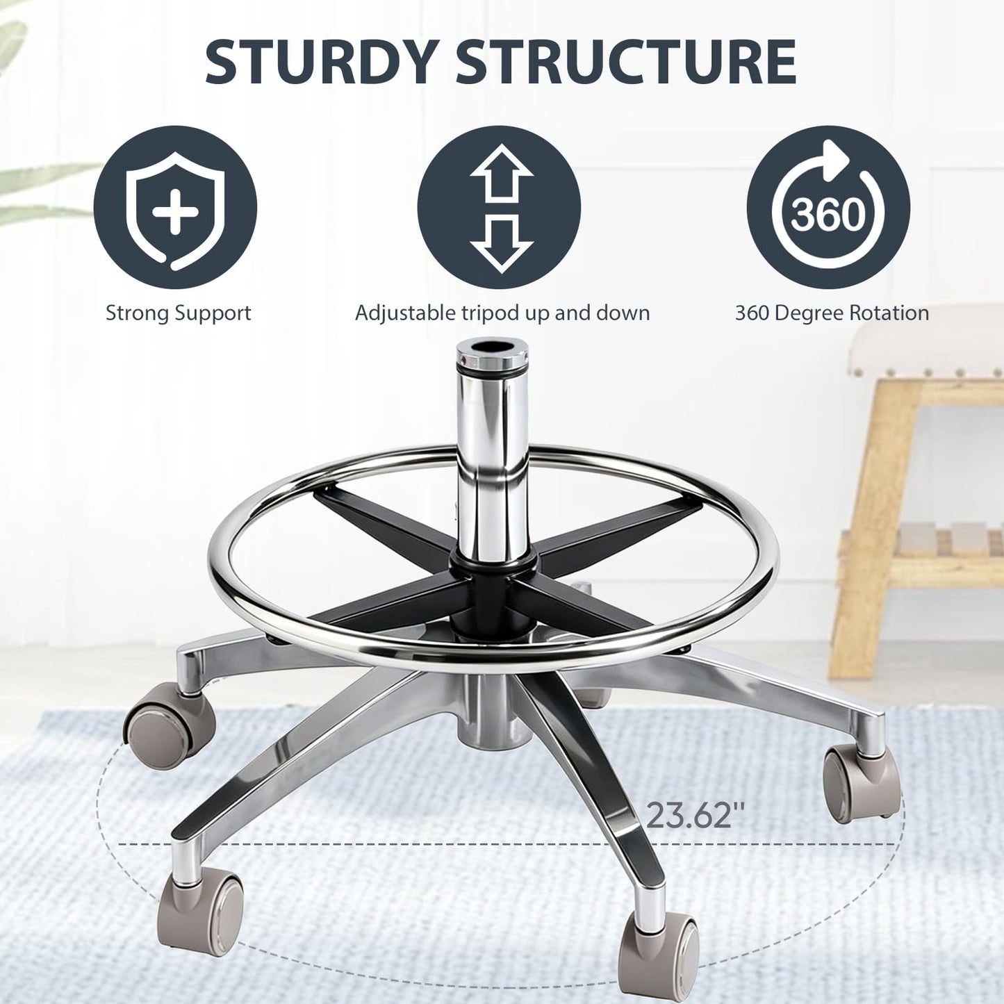 Rolling Stool with Back Support | Heavy Duty Stool 400lbs,2-in-1 Armrest Backrest Adjustable Height Swivel Chair,PU Leather Ergonomic for Dentist Hygienist Tattoo Artist Salon Lab Home Office-Grey