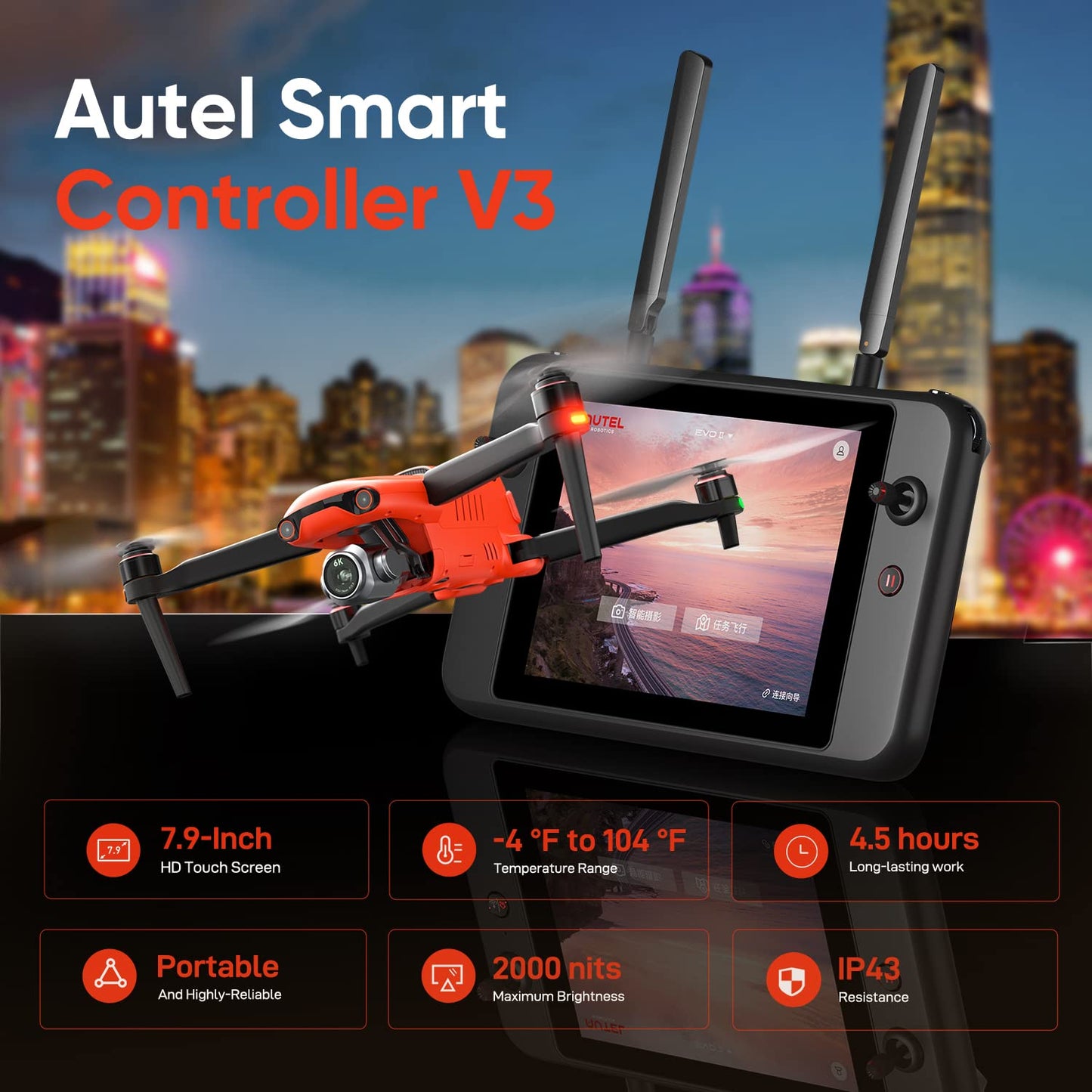 Autel Robotics EVO II PRO RTK V3, S-ony 1'' 6K/30fps HDR Video, Centimeter-Level Positioning, High-Precision GNSS Base Station, PPK Support, 20MP, SkyLink 2.0, 15KM Transmission, For Mapping