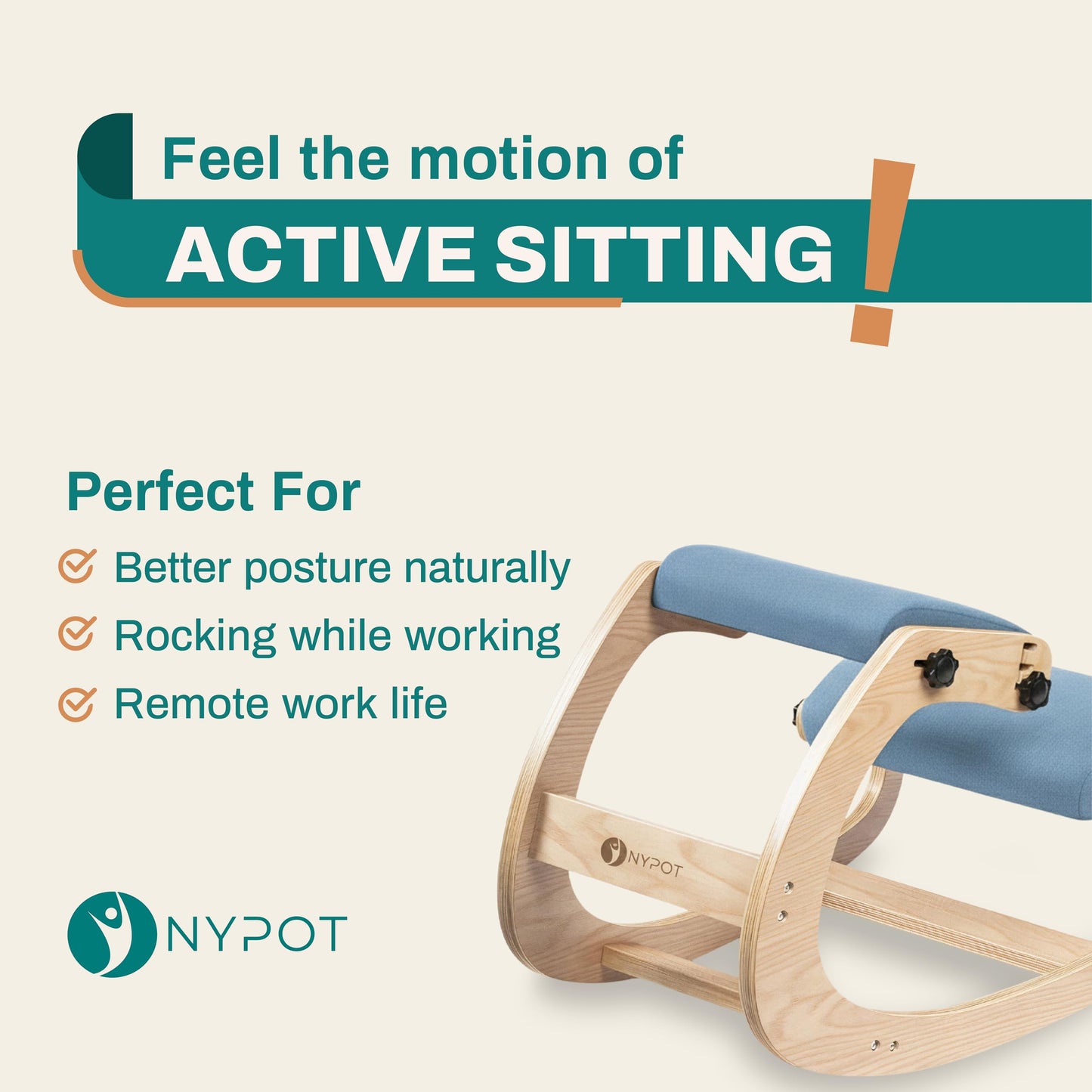 NYPOT Ergonomic Kneeling Chair with Adjustable Seats - Knee Chair for Posture Correction & Kneel Rocking Stool for Desk - Back Pain Relief for Home and Office, Supports 250 pounds - 5 Years Warranty