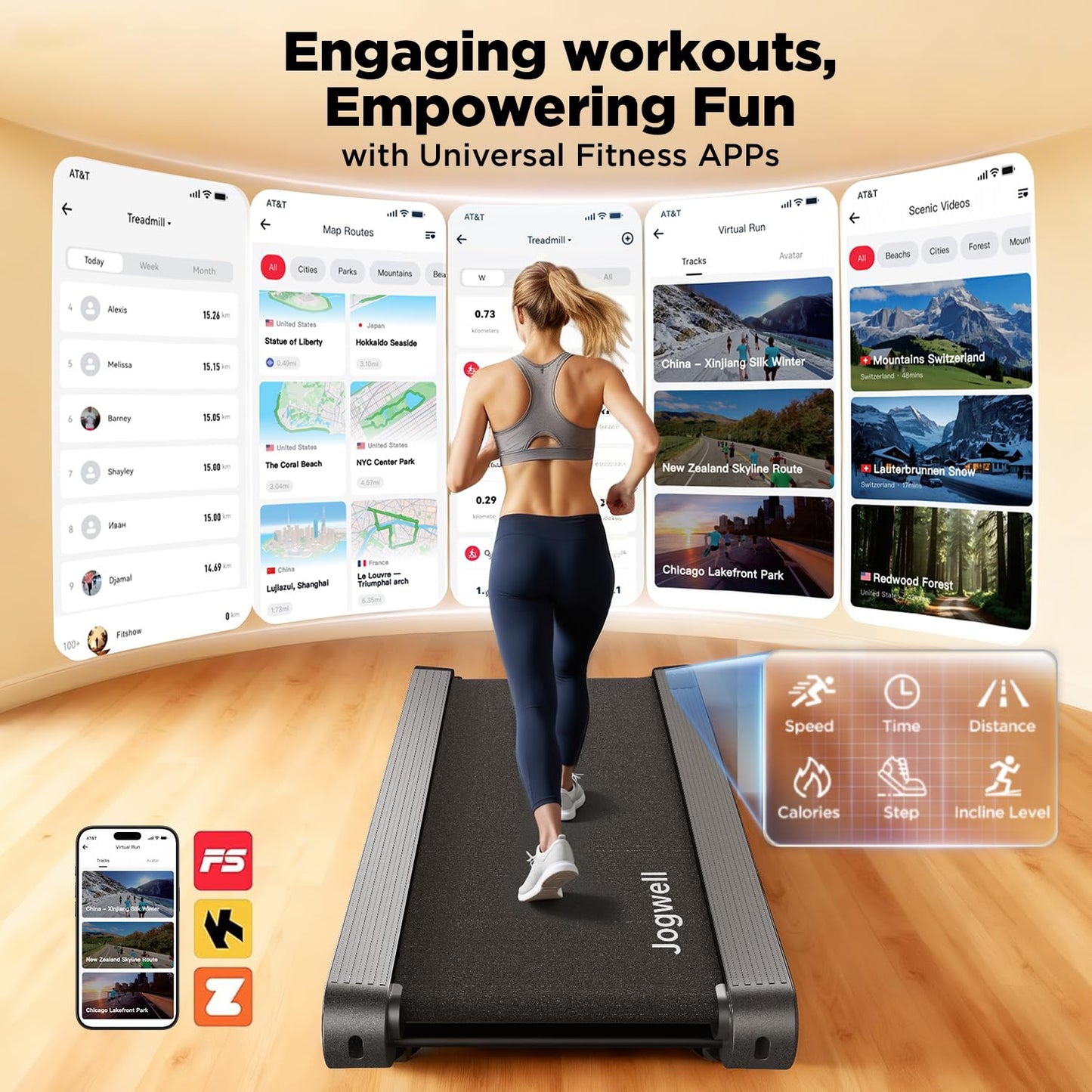 Jogwell Walking Pad Treadmill with 12%/20% Auto Incline, 3.5HP Brushless Ultra-Quiet, Under Desk Treadmill for Home Office, 400 LBS Capacity, 30% Wider Deck, Vertical Storage, Ares 11 Ultra-Enh Black