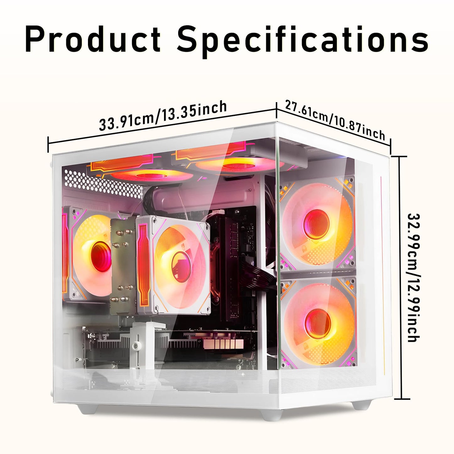 suevery Pre Built Gaming PC | M.2 NVMe 512G SSD | Radeon 4G Graphics Card | DDR4 16G RAM | AMD Ryzen5 6Cores 3.6G Up to 4.1G | Wi-Fi6 White Tower Gamer Desk top Computer