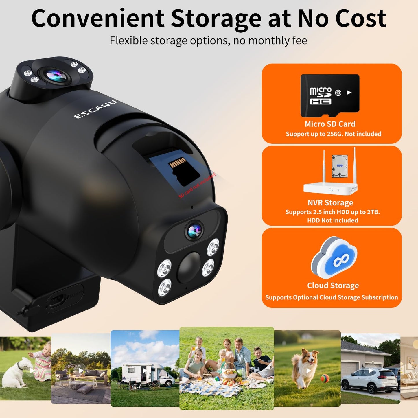Wireless Home Security Cameras System,Solar Power PTZ Outdoor Cameras,Motion Detection,Night Vision,Water-Proof,2-Way Audio,No Subscription Fee,Cloud/SD Card Storage