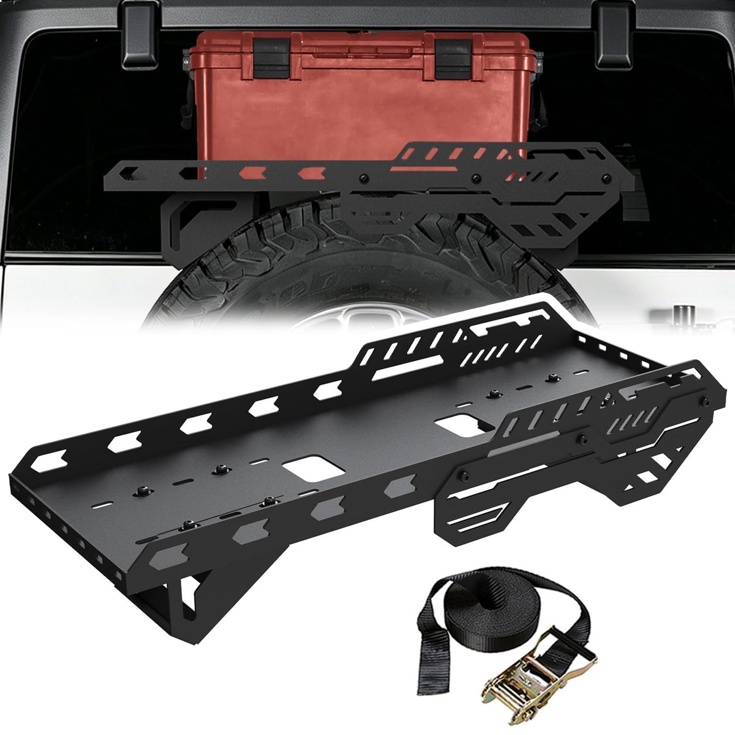 MusixiA Spare Tire Cargo Basket, Fits 30"-40" Spare Tire Offroad Rack