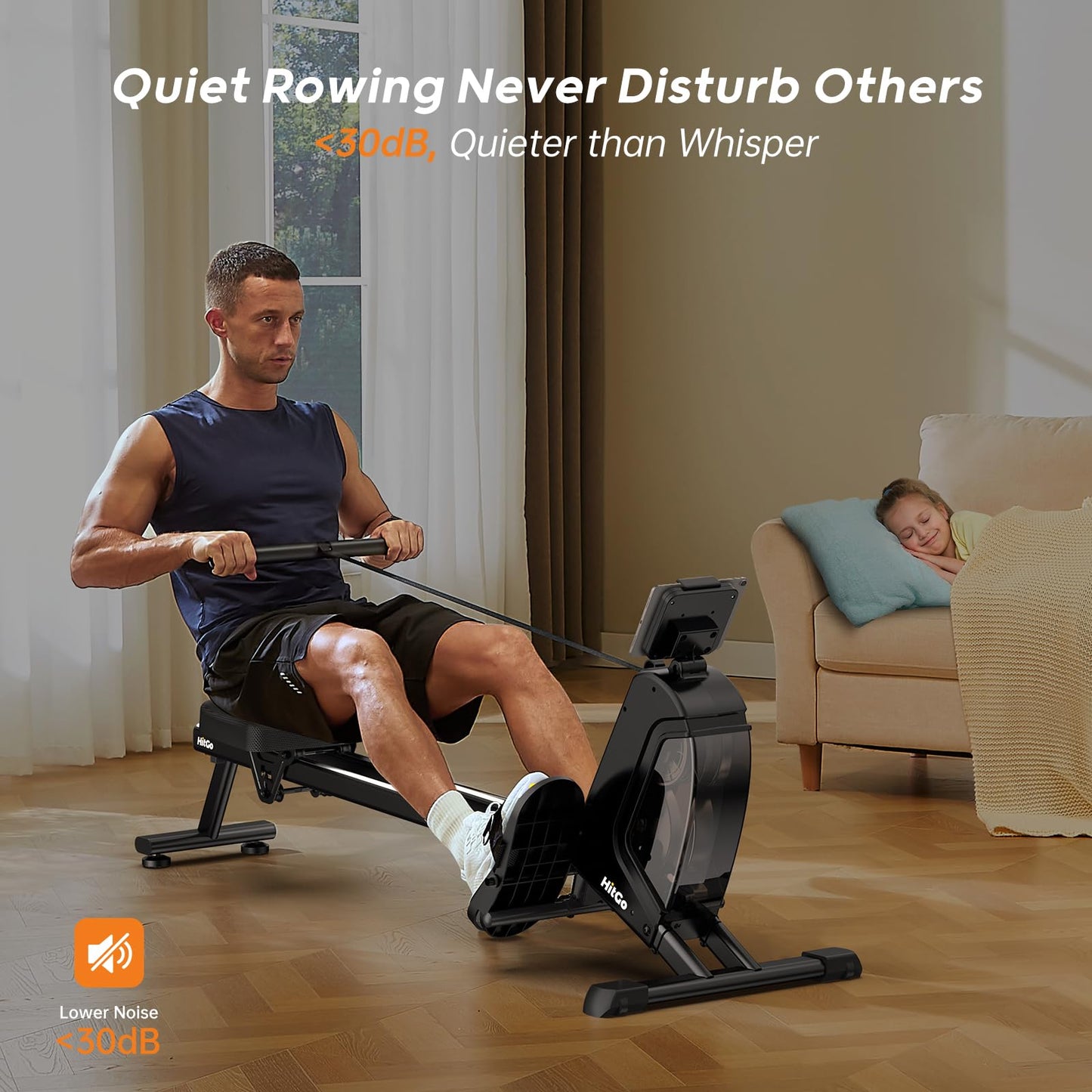 Magnetic Rowing Machines for Home - 32-Level Adjustable Quiet Resistance, Foldable Rower Machine, Dual Slide Rail with Max 350lbs Weight Capacity, App Support for Beginners to Athletes Home Gym