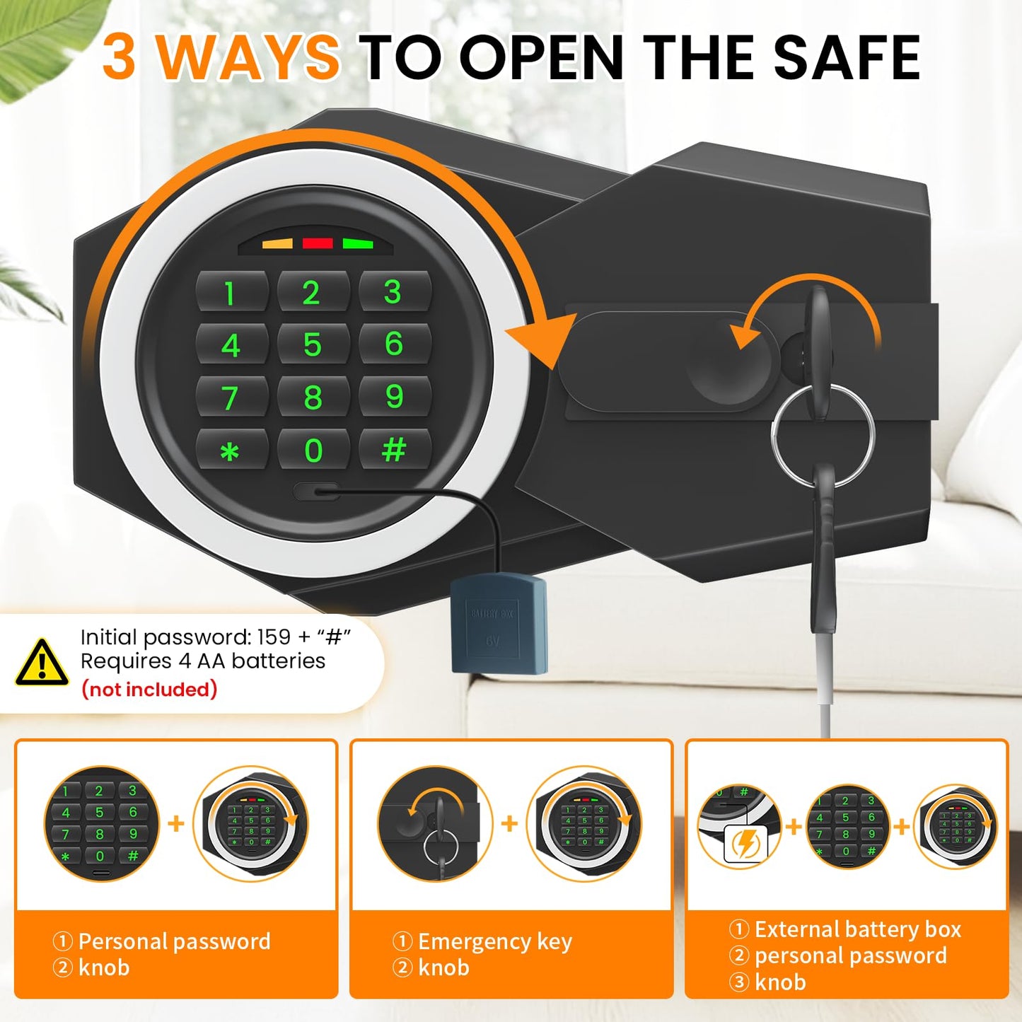 7.5 Cub Large Drop Safe for Business, Anti-Theft Depository Safe Box with Quick Place Drop Slot, Drawer, Digital Keypad, Spare Key, Heavy-duty Cash Drop Safes for Commercial Bussiness Retail Office