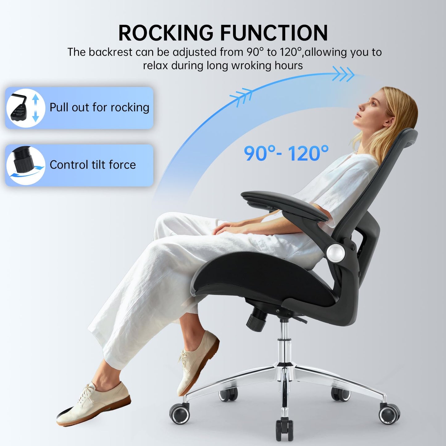 Big and Tall Office Chair 400lbs, Ergonomic Desk Chair with Wide 3D Modeling Foam Seat Cushion Heavy Duty Computer Chair with Adjustable Lumbar Support & Arms, Mesh Executive Chair for Home Office