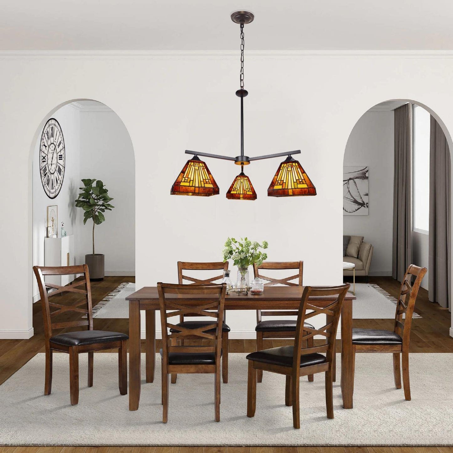 Chloe Lighting Innes Tiffany-Style Mini Chandelier, 3 Lights, Multicolor, 27in Wide, Blackish Bronze, Model CH33359MR27-EE3