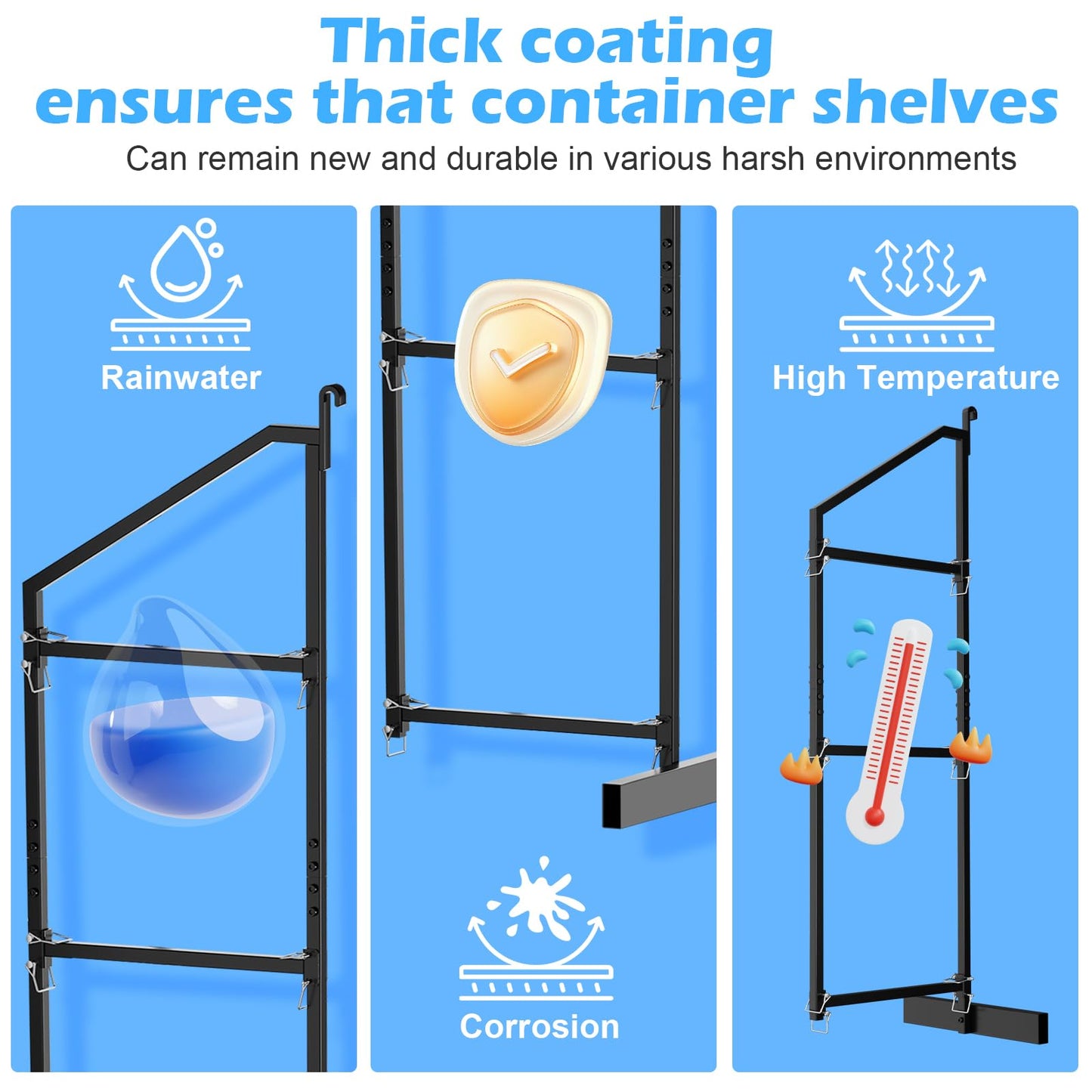 ZUIWAN Heavy Duty Shipping Container Shelving Bracket Kit (4-Pack) - 3-Tier Hanging Shelving Rack (19" D x 62" H), Universal Cargo Container Brackets