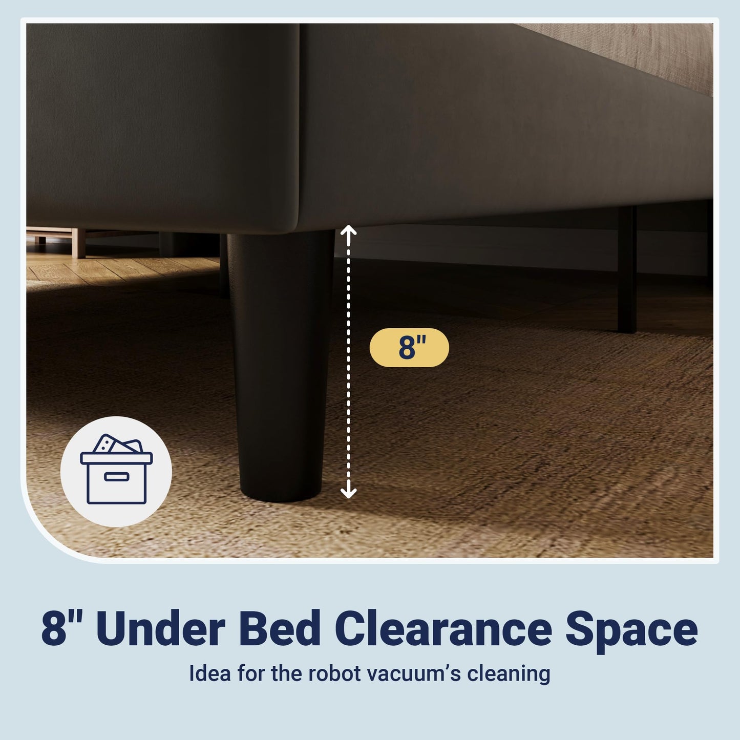 Allewie King Size Platform Bed Frame with Velvet Upholstered Wingback Headboard, No Box Spring Needed, Under Bed Storage Space, Strong Wooden Slats, Modern Mattress Foundation, Easy Assembly, Grey