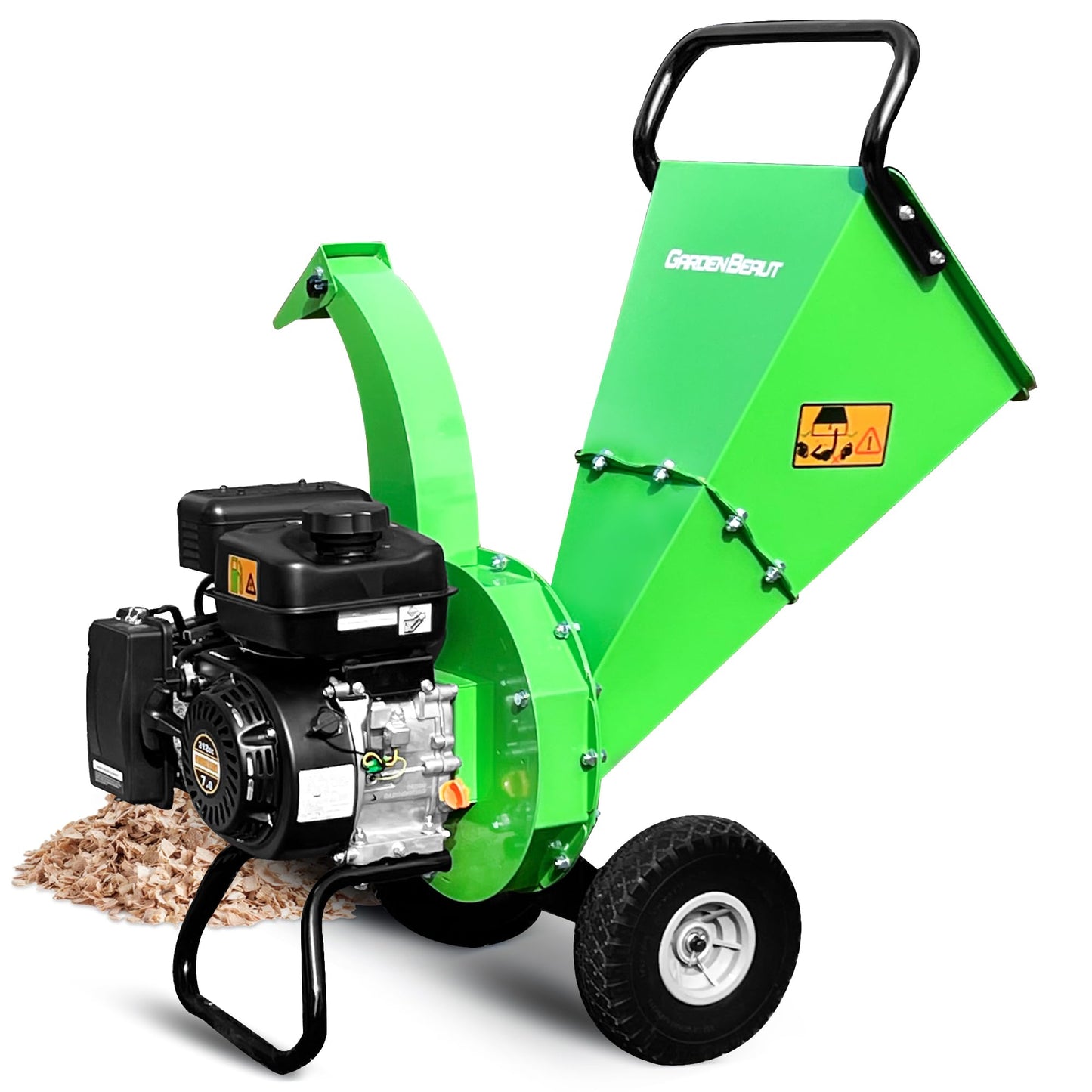 GARDENBEAUT S3 Wood Chipper Shredder, 7HP 212cc Gas Powered Heavy Duty, 3" Max Wood Diameter Capacity, 15: 1 Reduction Ratio, Easy Assembly, 1-Year Warranty After Product Registration