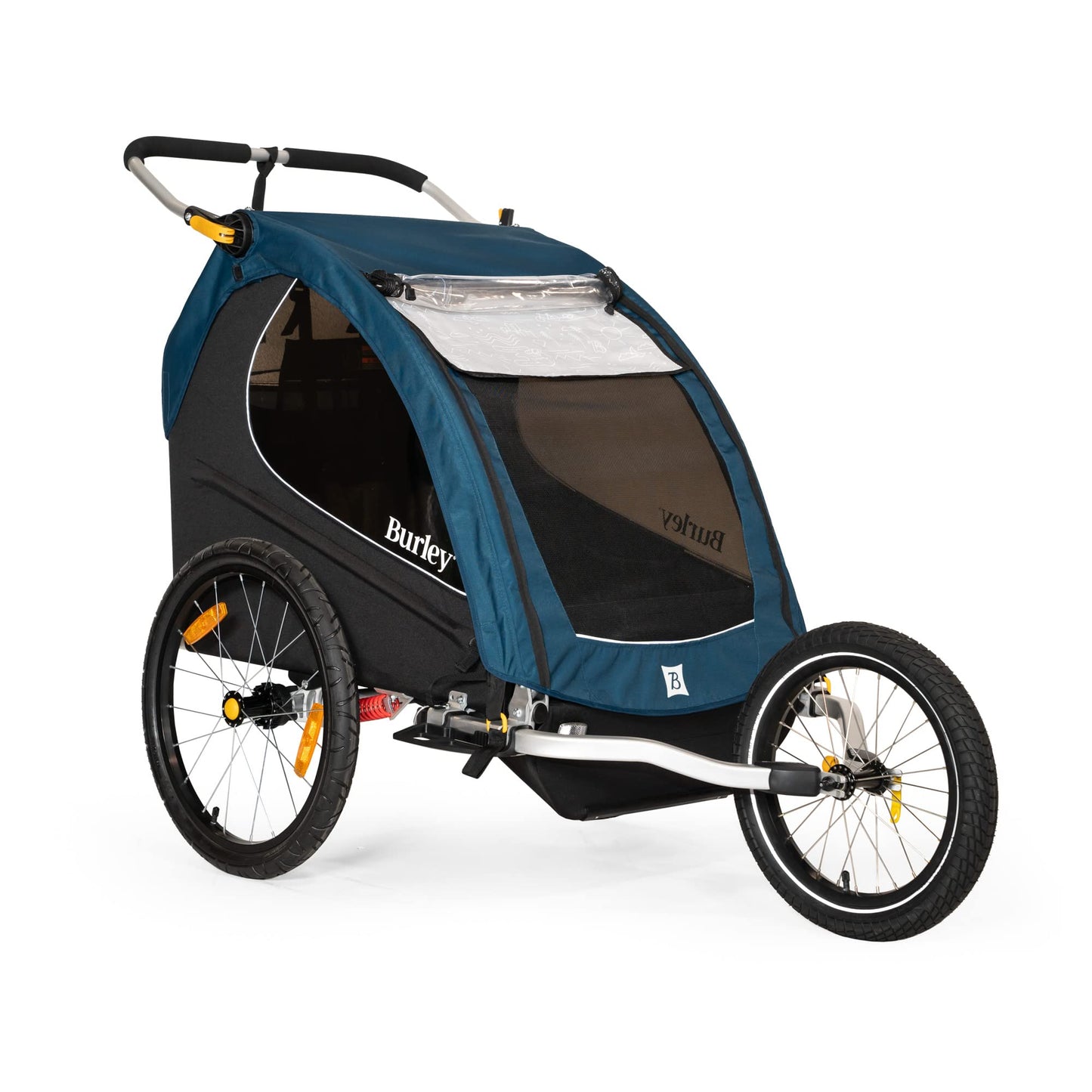 Burley Encore X | 2-Seat Bike Trailer & Stroller with Suspension, Padded Seats, Weather-Resistant Cover & Compact Fold