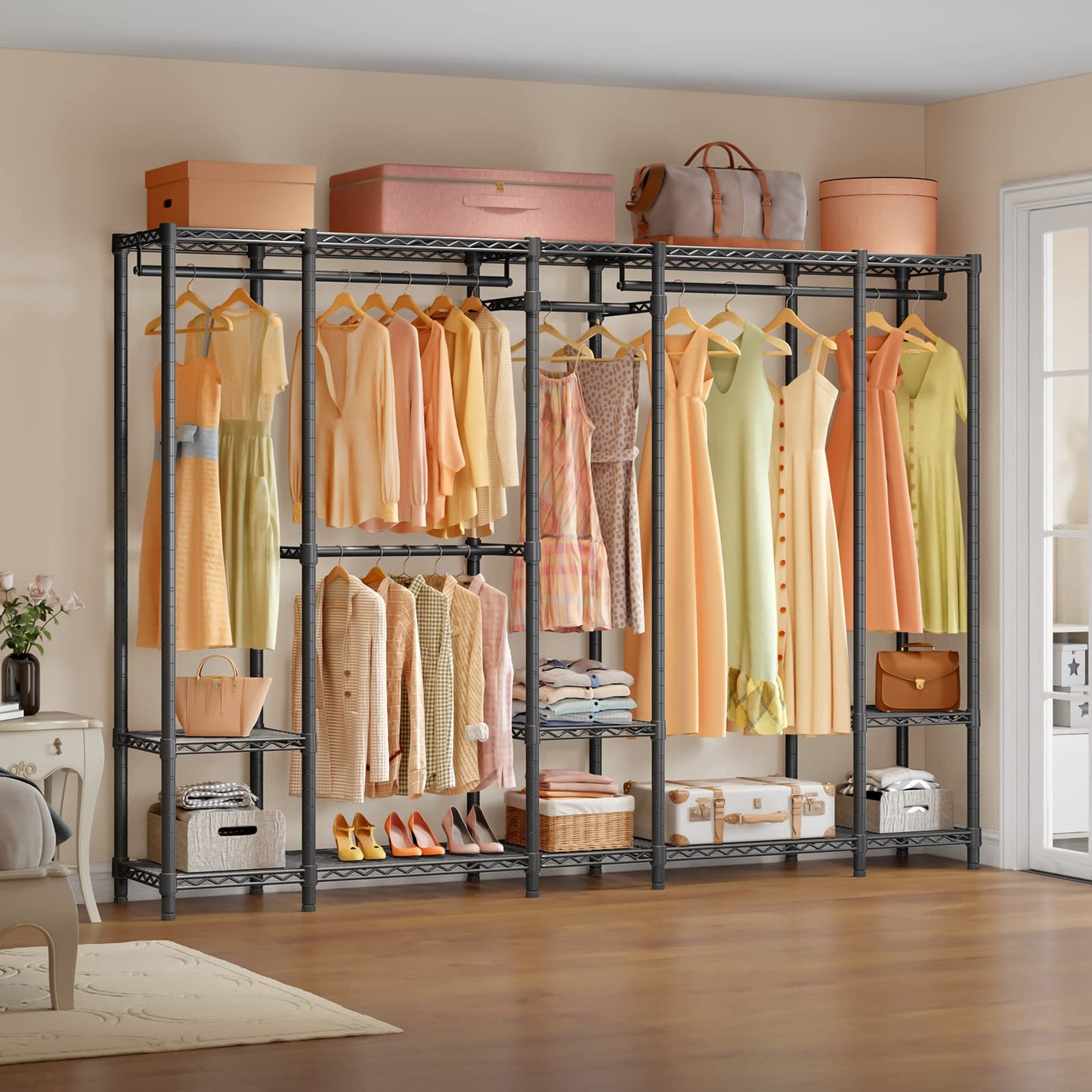VIPEK V50 Heavy Duty Clothes Rack, Extra Large Freestanding Garment Rack with Adjustable Shelves, Open Closet Storage System for Bedroom, Reach-in/Walk-in Closet, 1300 lbs Capacity, Black