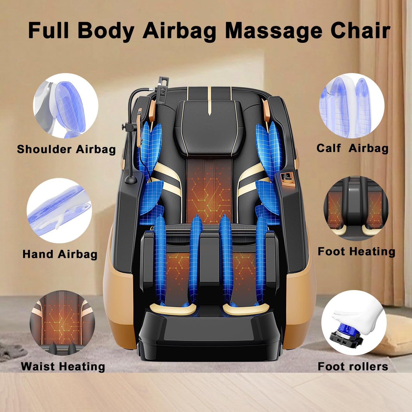LIYIH Massage Chair Full Body, Zero Gravity Extended Dual SL-Track Massage Recliner with 4D Mechanical Arms, Full Body Airbag Massage, Foot Roller Massage, Multiple Modes, Heating, AI Voice Control
