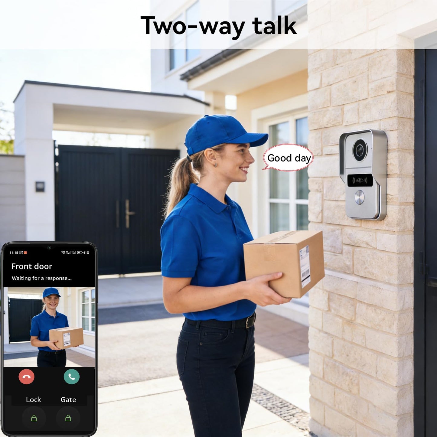 KeonBell 2 Wired Video Intercom System, 7 Inches Video Doorbell Camera with Monitor, Wired Video Door Phone HD Camera Kits Support tuya, Two Way Talk, Video Recording, Remote Unlock for Smart Home