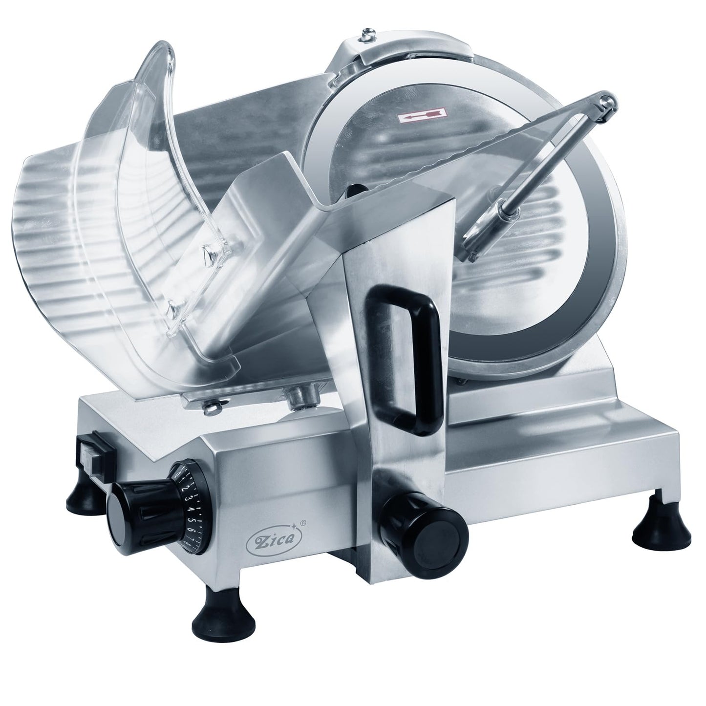 Zica Commercial Meat Slicer, 10 inch Electric Food Slicer, Stainless Steel Blade Semi-Auto Deli Meat Cheese Food Ham Slicer for Commercial and Home use 240W ZBS-10A [ETL]