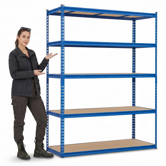 SierraSquad 60" W Garage Shelving Unit, 2500 LB Capacity, 5 Tier Adjustable Steel Storage Shelves, Heavy Duty Storage Racks for Basement Warehouse Shop, 60" W x 24" D x 72" H, Blue