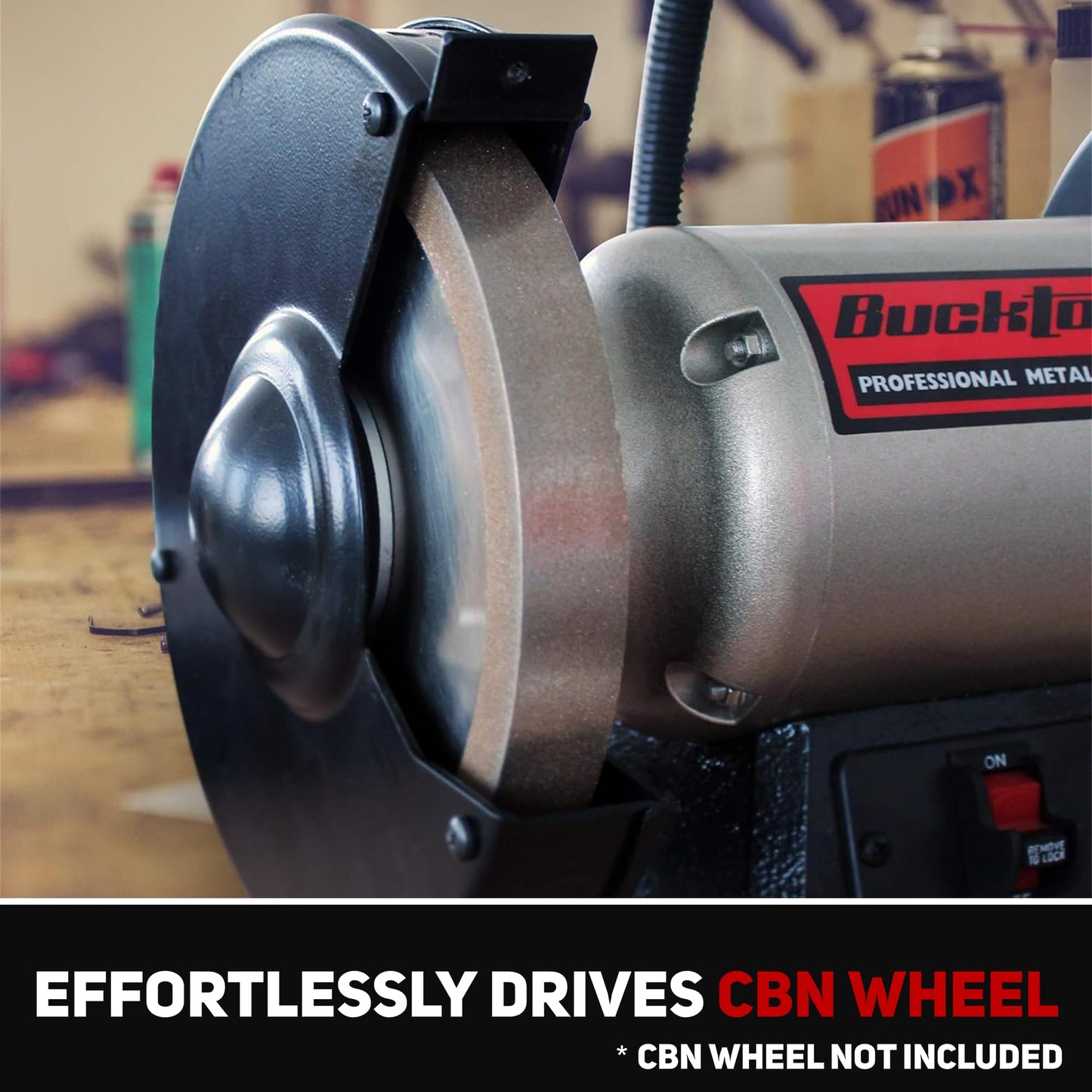 BUCKTOOL 8 Inch 3/4 HP Low-Speed Bench Grinder fit CBN Wheel Professional Wobble-free Wheel Grinder TDS-200C4HL