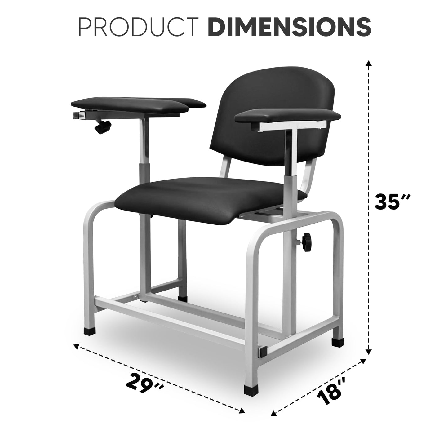 Adjustable Phlebotomy Blood Draw Chair with Armrest – Comfortable, Durable, and Ergonomic Chair for Medical Labs, Clinics, and Hospitals, Easy-to-Clean