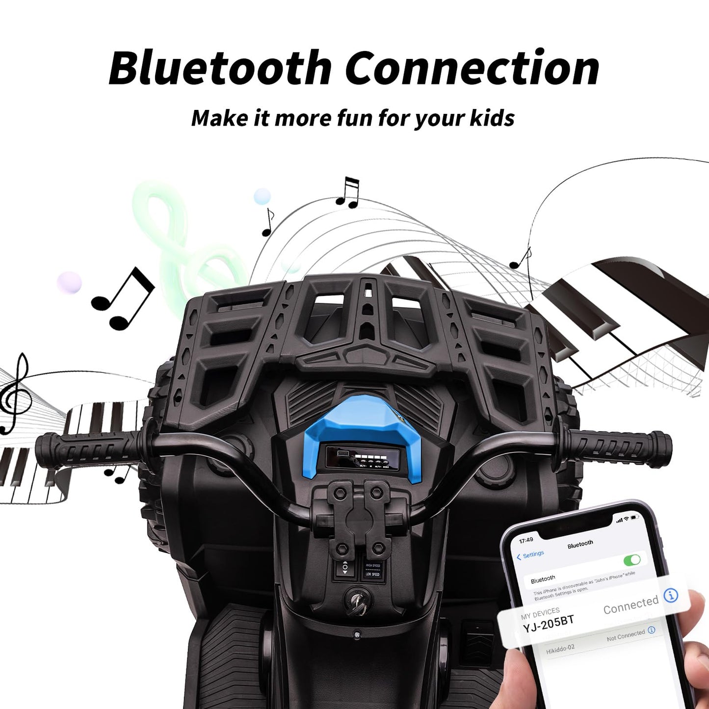 Hikiddo Kids ATV 4 Wheeler, 24V Ride On Toys Car for Big Kids with 400W Motor, 2 Seater - Blue