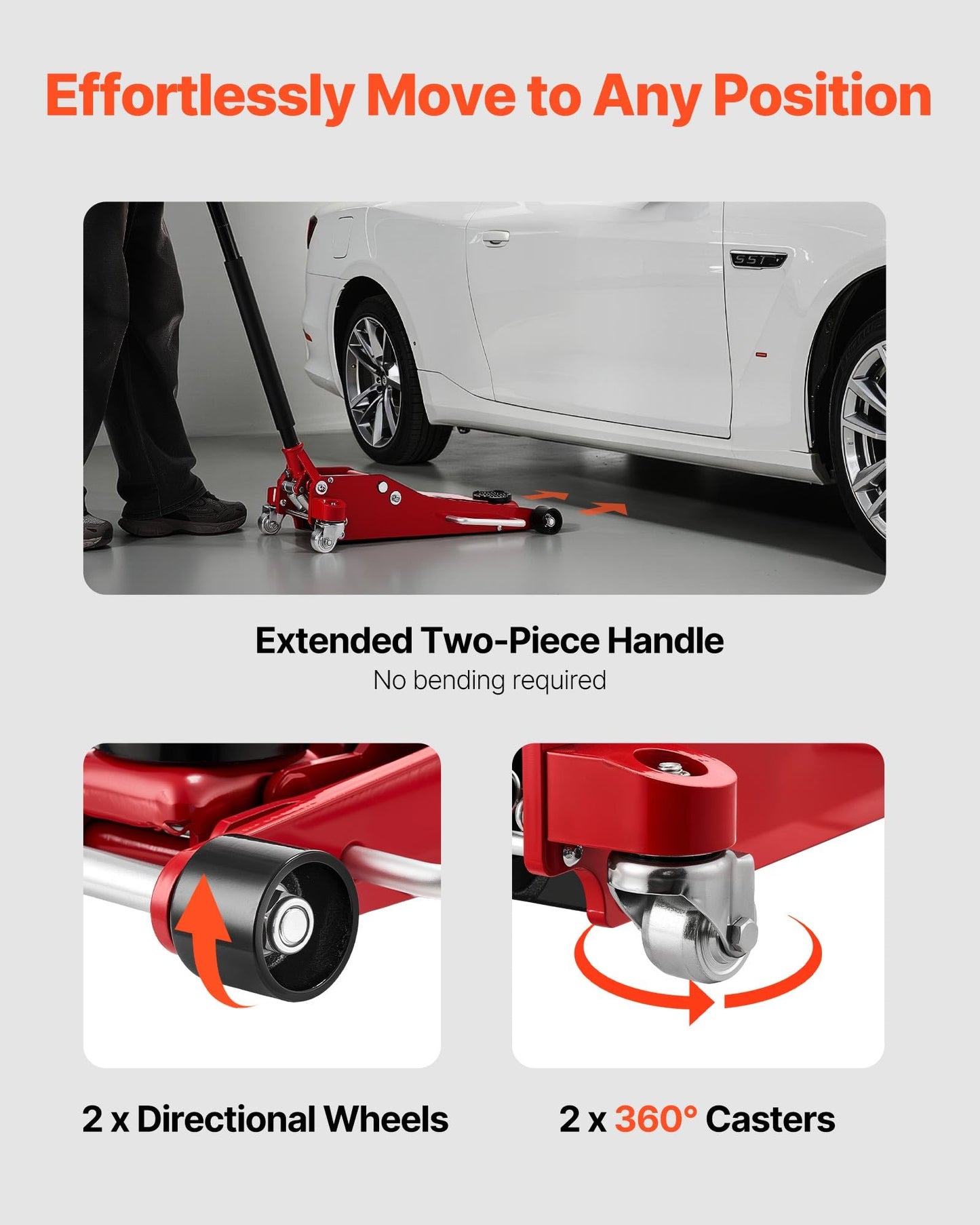 VEVOR Low Profile Floor Jack 3 Ton Aluminum and Steel Racing Floor Jack with Dual Pistons Quick Lift Pump, Hydraulic Trolley Car Lift for Sports Car, SUV, Pickup, Lifting Range 3.3"-20.3"