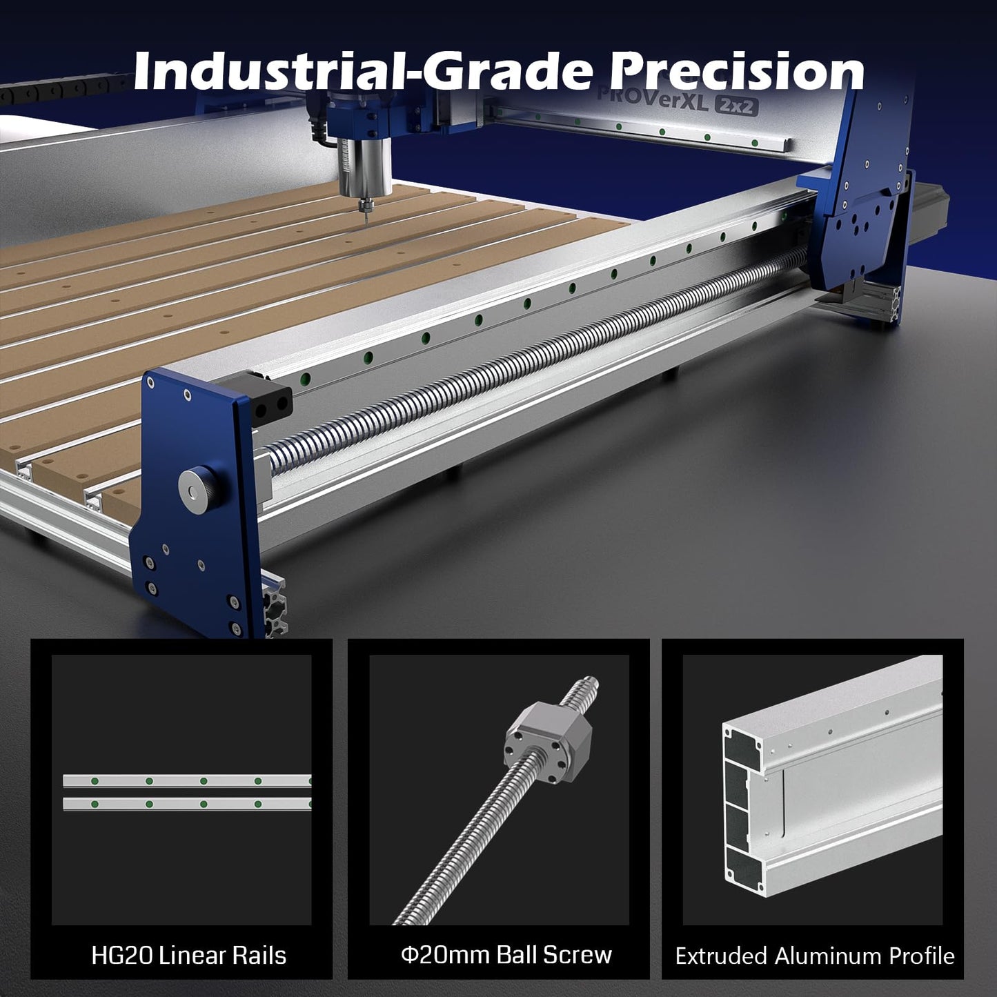 Genmitsu PROVerXL 2X2 CNC Router Machine, 2' x 2' CNC Machine with 710W Spindle, Closed-loop Stepper Motor, for Wood Metal Carving, WiFi & APP Supported, Work Area 26.76'' x 26.76'' x 4.44'