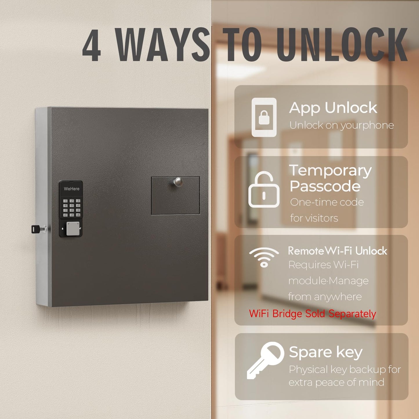 DiDiHere 56 Keys Lock Box, Key Management Cabinet Key with Drop Slot, APP Bluetooth, Digital Keypad, & WiFi Unlock, Access Log Tracking, Key Return Box for Hotel, Car Dealerships, Office, School