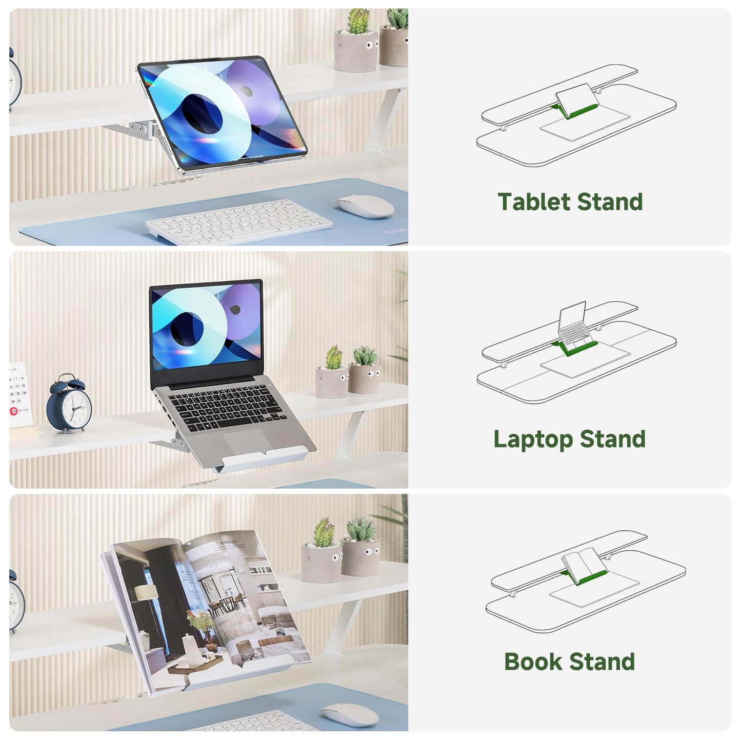 GTPLAYER Electric Standing Desk with Drawers, 48 x 24 Inches Height Adjustable Computer Desk with Monitor Stand, Laptop Stand, Sit Stand up Desk with Memory Preset for Home, Office, Ivory White