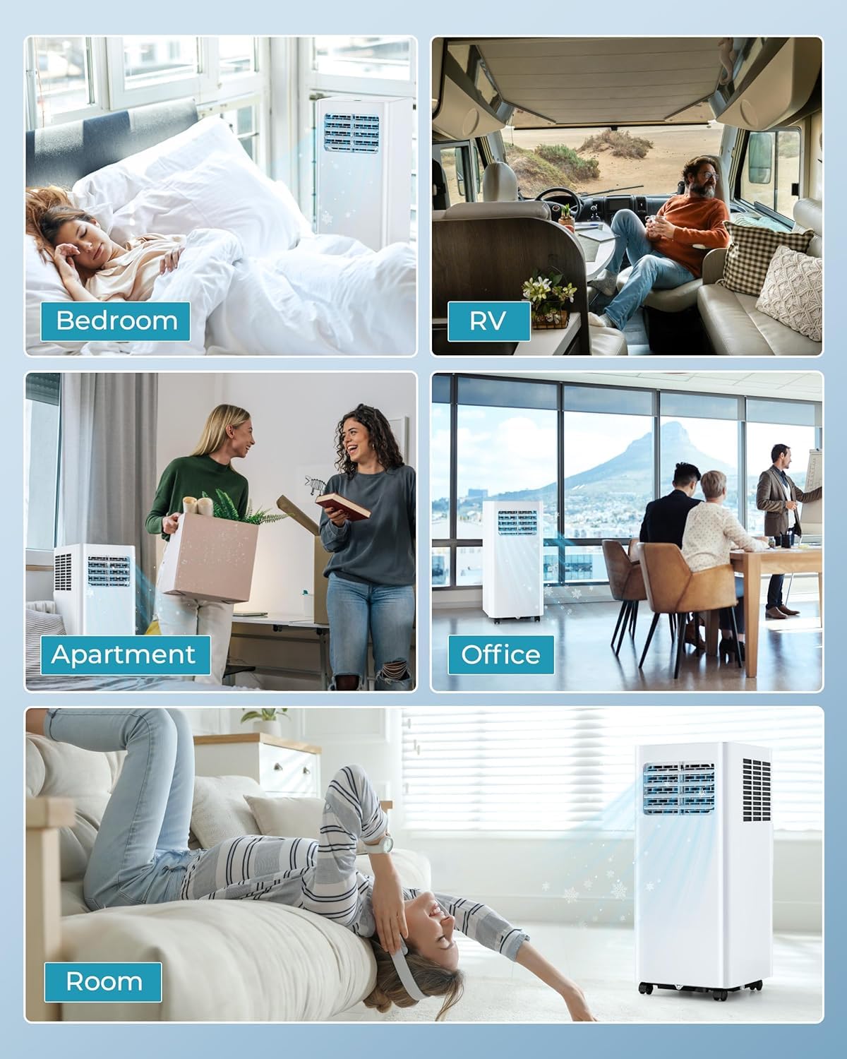 EUHOMY Portable Air Conditioners 10,000 BTU, 4-in-1 Air Conditioner Portable Up to 450 Sq.Ft. with Cool, Fan, Dehumidifier, Sleep, Portable AC Unit with LED Remote & 24H Timer, Installation Kits