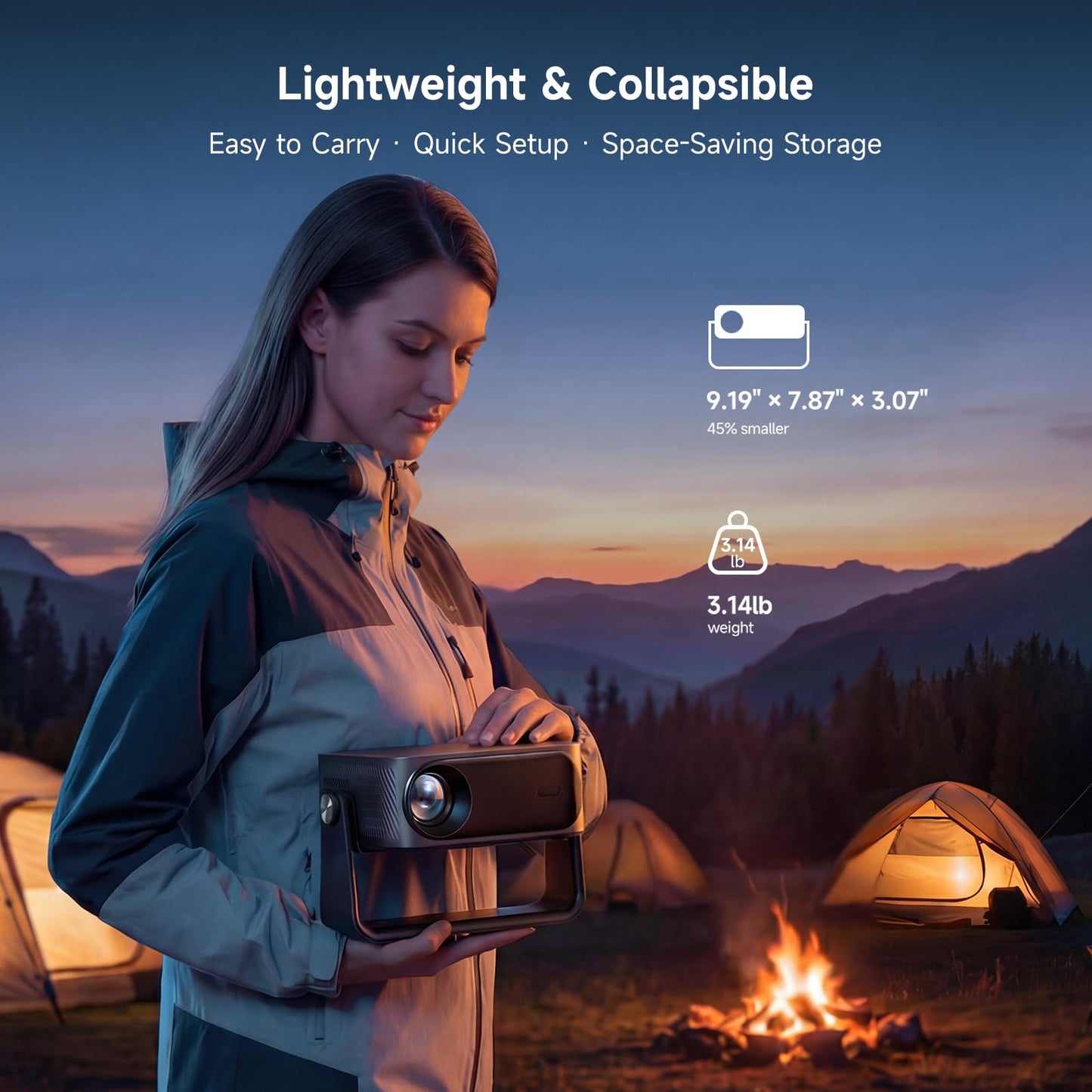 [2000 ANSI/Auto Focus & Keystone/Built-in APP] 4K Outdoor Projector with Wifi and Bluetooth, Smart Portable Projector with Built in Apps YouTube/PrimeVideo & Dolby, Home Theater Projector with HDR10+