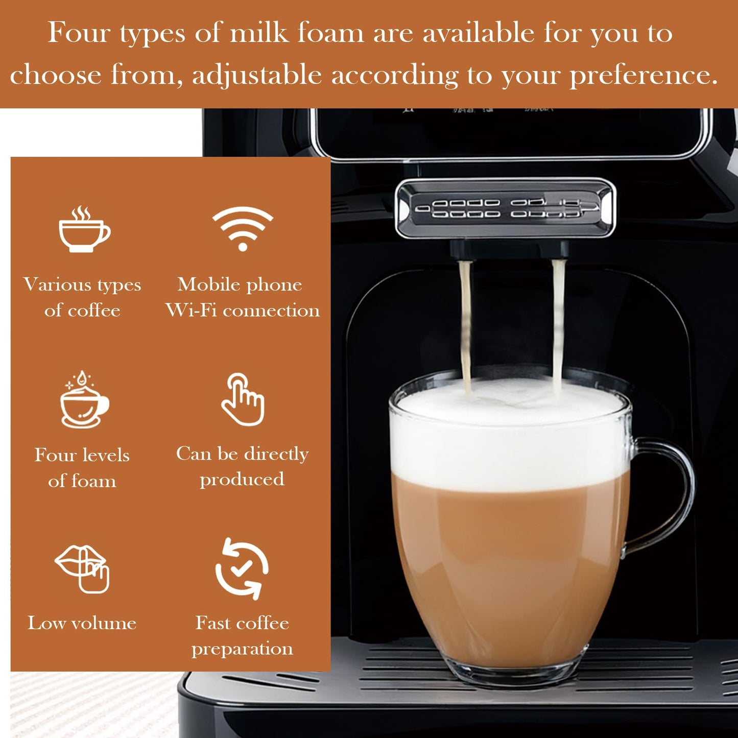 BUSBYR Fully Automatic Espresso Coffee Machine with Milk Cooler 4.3" Touchscreen Dual Heating 11 One Touch Beverages Adjustable Grinder & Milk Frother WiFi Smart Control