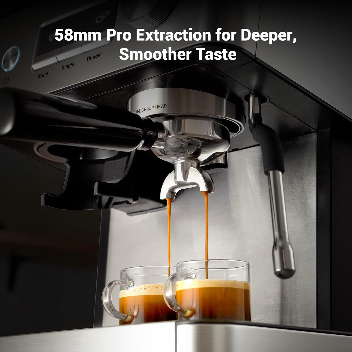 Gevi 20 Bar Espresso Machine with Built-in Grinder & Milk Frother | Professional Coffee Maker for Home | Cappuccino, Latte, 2.3L Removable Water Tank, Stainless Steel Steam Wand