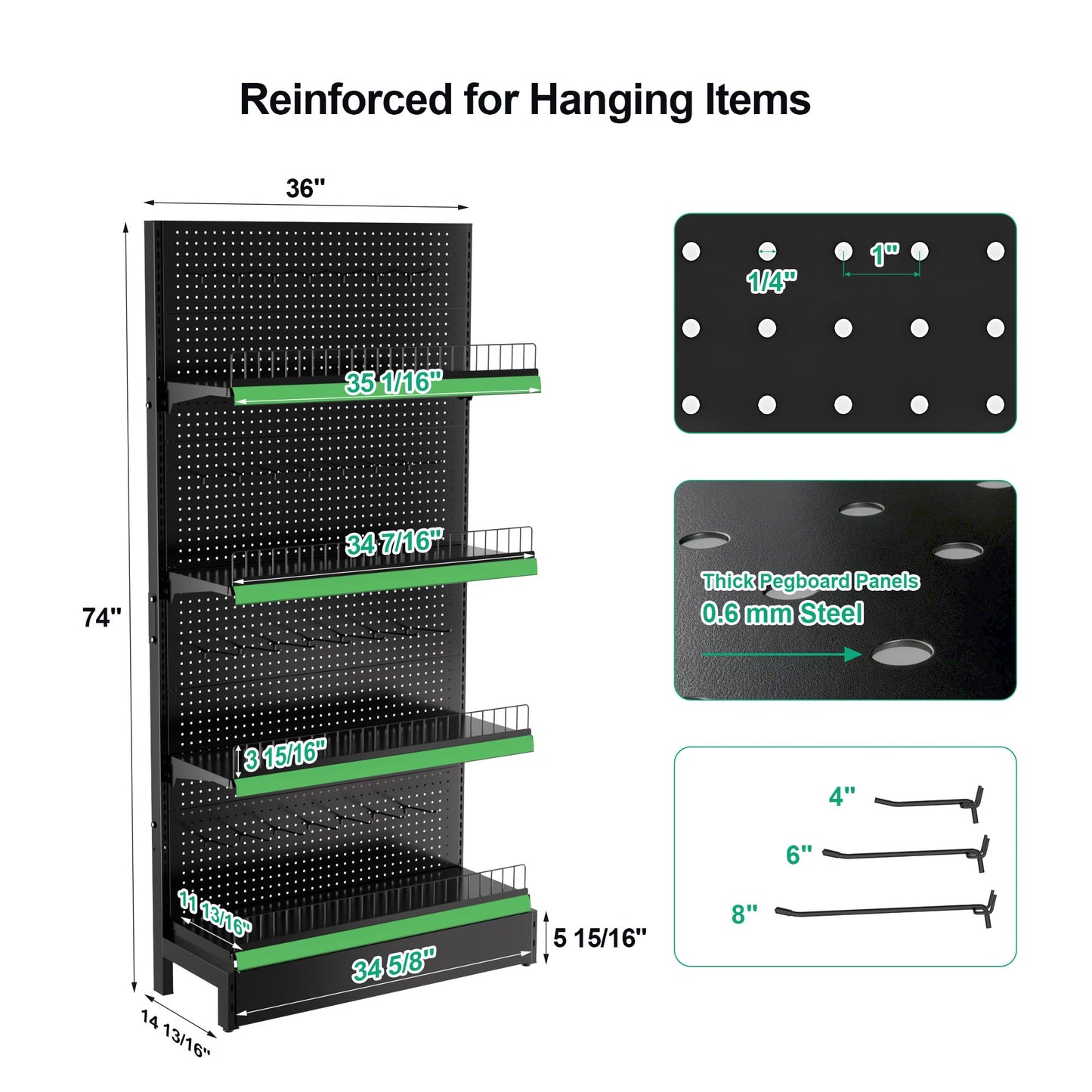 JWX Gondola Shelving Unit, Heavy-Duty Pegboard Display with Hooks & Shelves, Commercial Retail Display Stand for Stores, Trade Shows, Showrooms and Pop-Up Shops