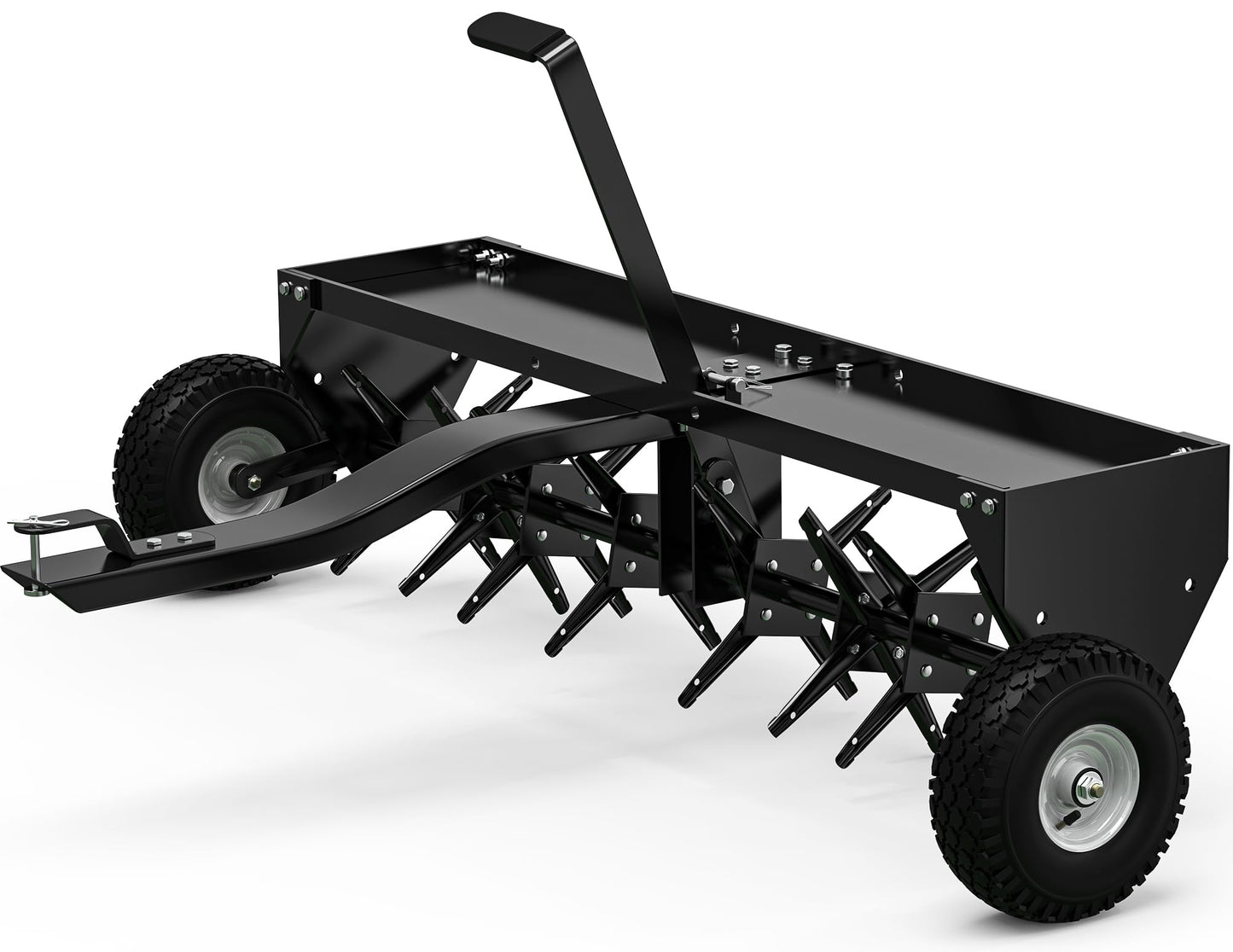 YINTATECH 48" Tow Behind Lawn Aerator with Universal Hitch, Pull Behind Lawn Plug Aerator for ATV&Tractors,Black