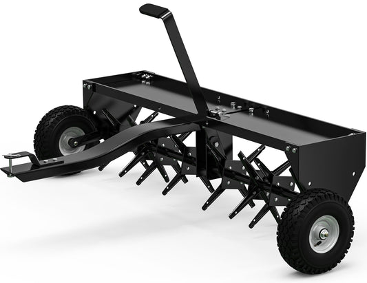 YINTATECH 48" Tow Behind Lawn Aerator with Universal Hitch, Pull Behind Lawn Plug Aerator for ATV&Tractors,Black