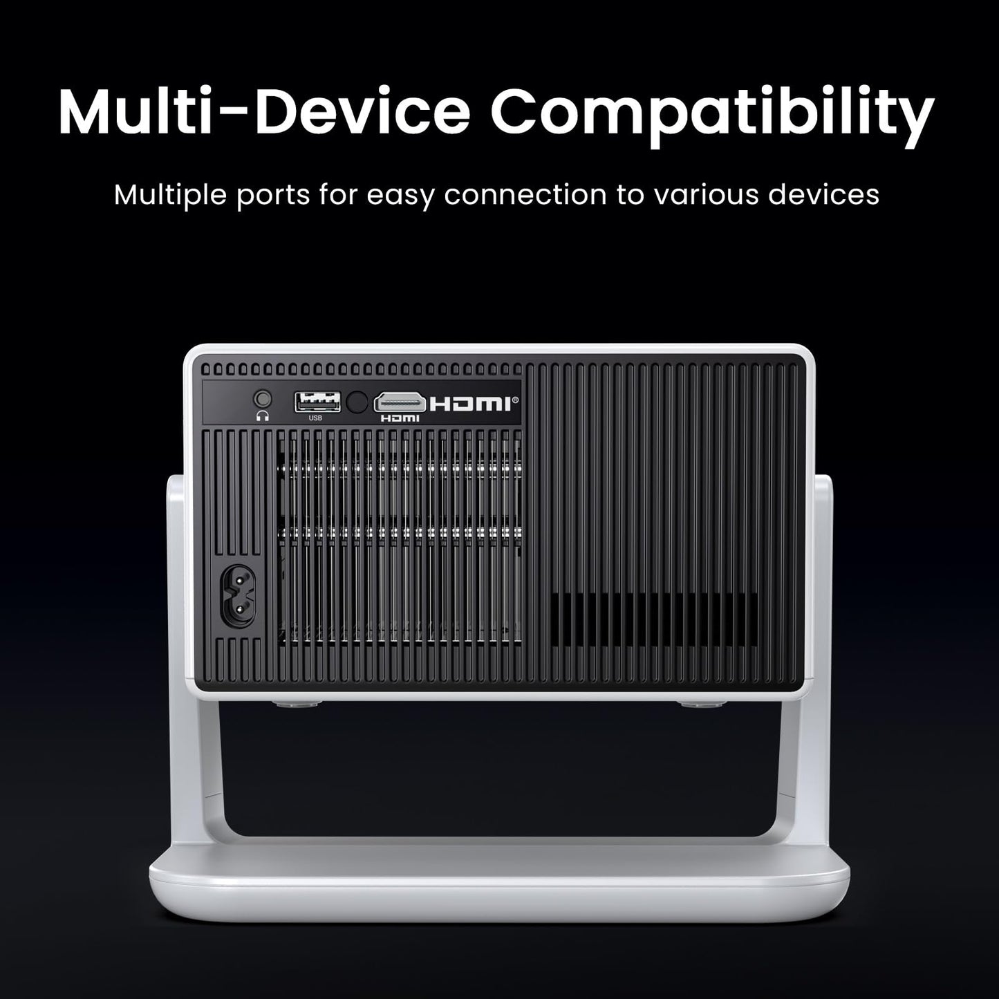 1500 ANSI Smart Projector, Portable Projector with WiFi and Bluetooth, HAPPRUN 4K Full HD Home Theater with 270° Stand, Dolby Sound, Built-in Apps,Compatible with Phone & PC, Indoor & Outdoor Use