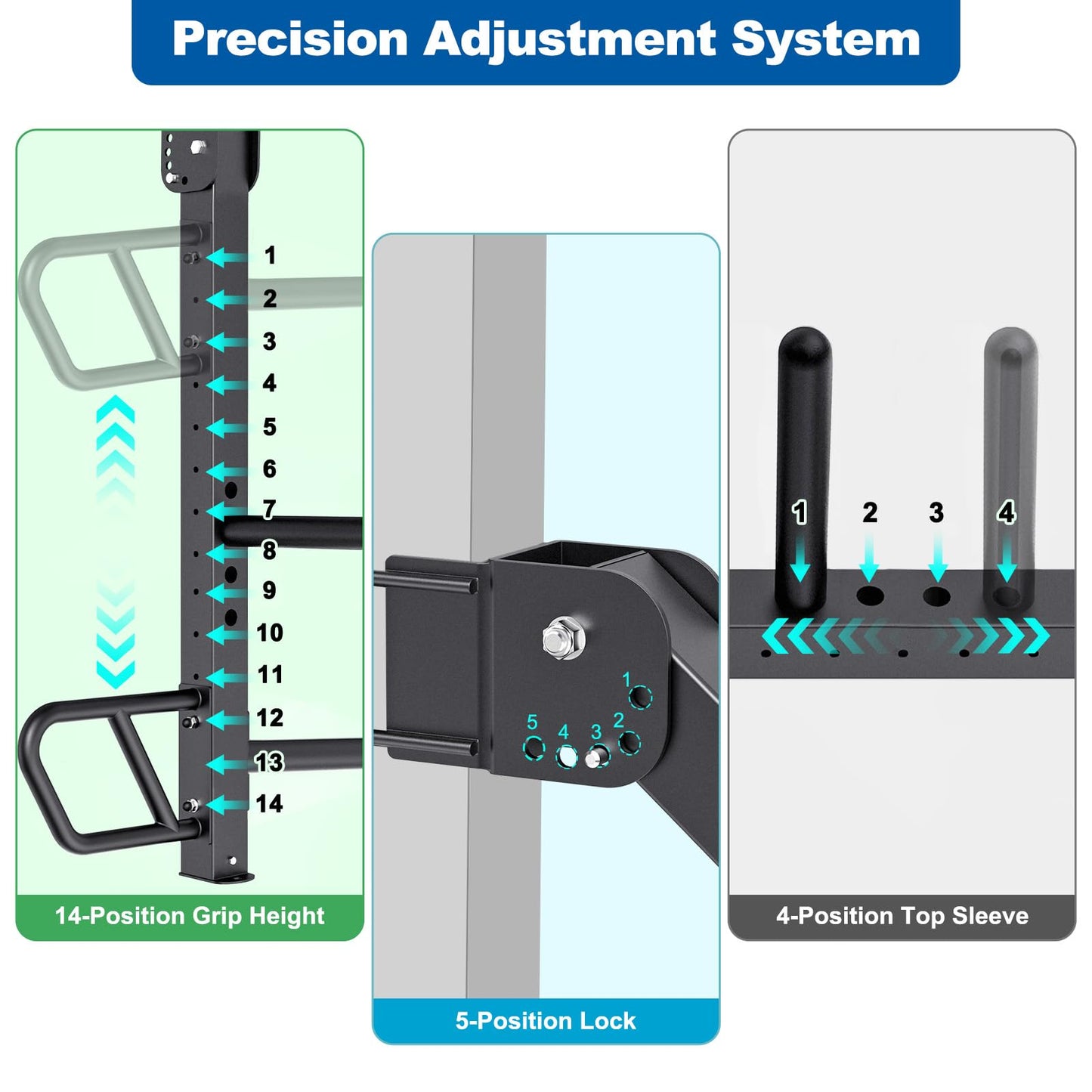 SELEWARE Upgraded Heavy Duty Adjustable Lever Arms for 3x3 Power Racks with 5/8" or 1" Holes, Multi-Grip Jammer Arms, 600lbs Capacity Per Arm, Squat Rack Attachments for Home Gym Strength Training