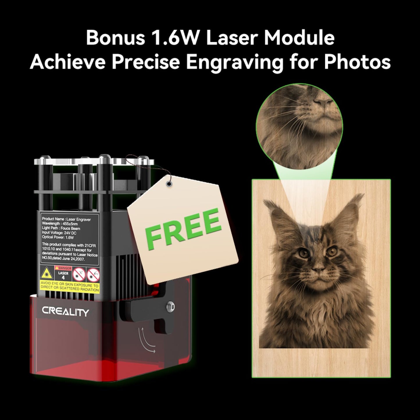 Creality Falcon2 Pro 60W Laser Engraver-Desktop Diode 240000mW Output with Integrated Enclosure, Camera&Air Assist for Batch Process, Class 1 Safety Laser Cutter and Engraver Machine for Wood/Acrylic