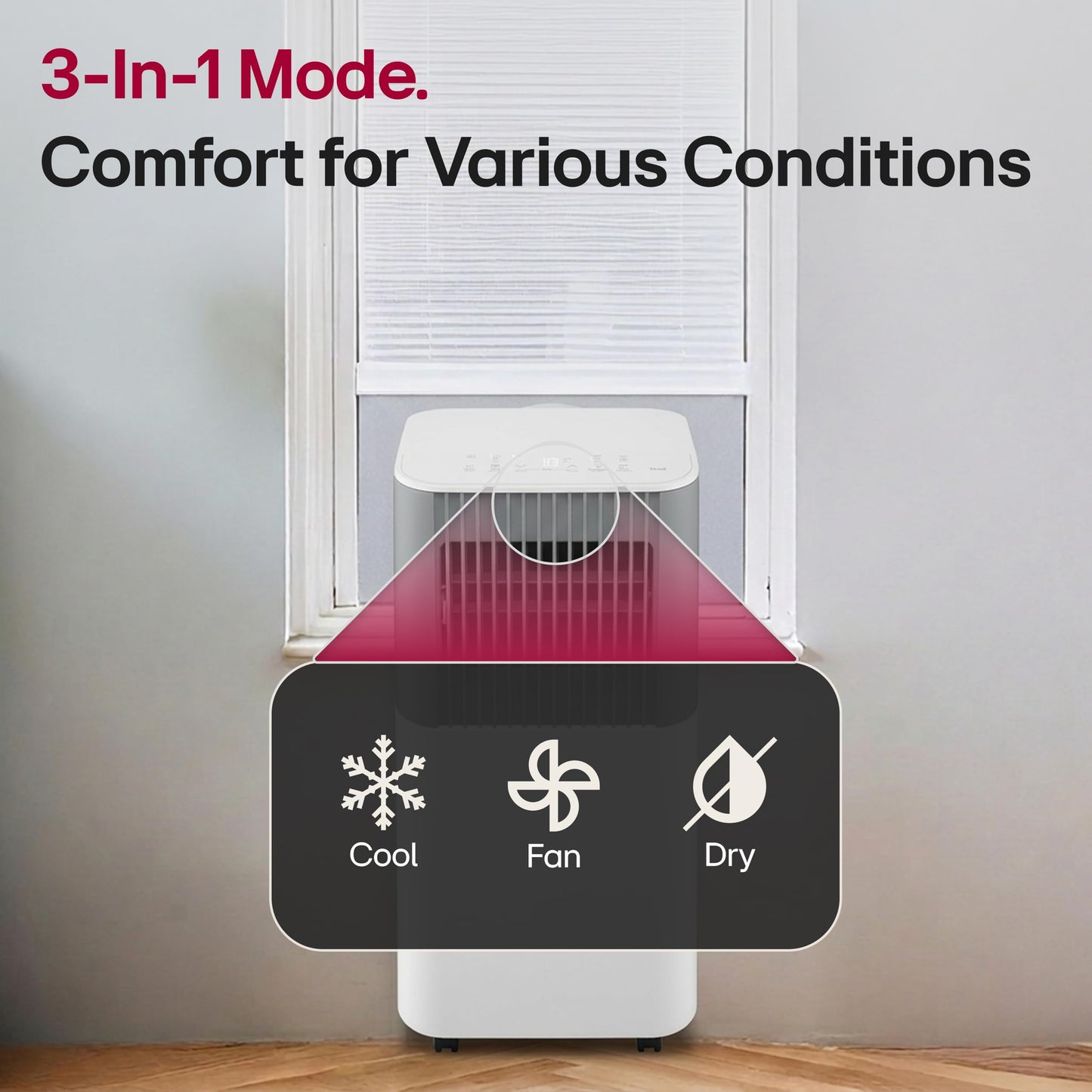 LG 5,000 BTU SACC (8,500 BTU ASHRAE) Portable Air Conditioner, 115V, Cools 150 Sq.Ft. (10' x 15' Room Size), Quiet Operation, LCD Remote Control, and Window Installation Kit, White & Gray