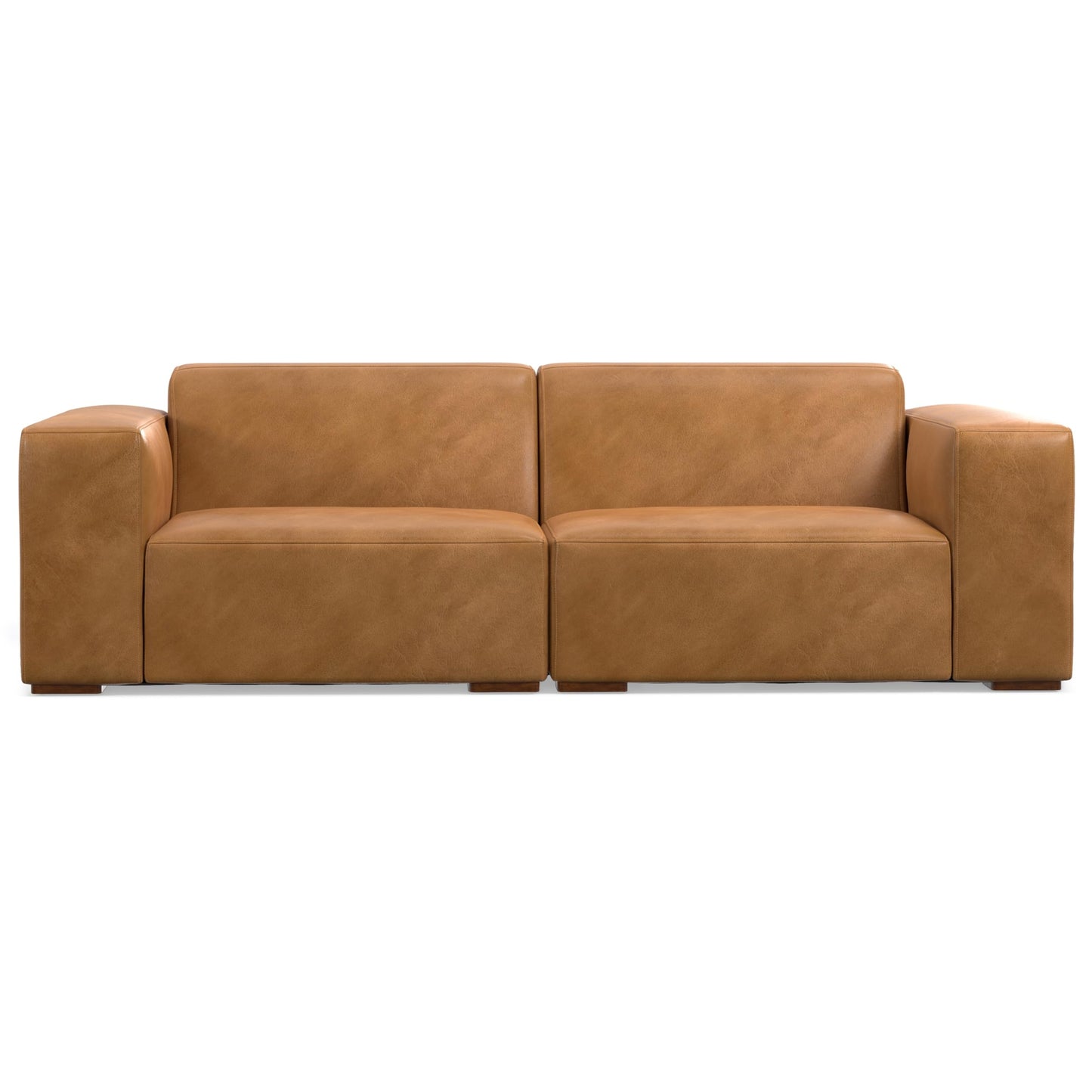 SIMPLIHOME Rex 2-Seater Modular Sofa in Full-Grain Genuine Leather, Sienna, 88-inches Wide, Handcrafted Leather Loveseat Sofa for Living Room
