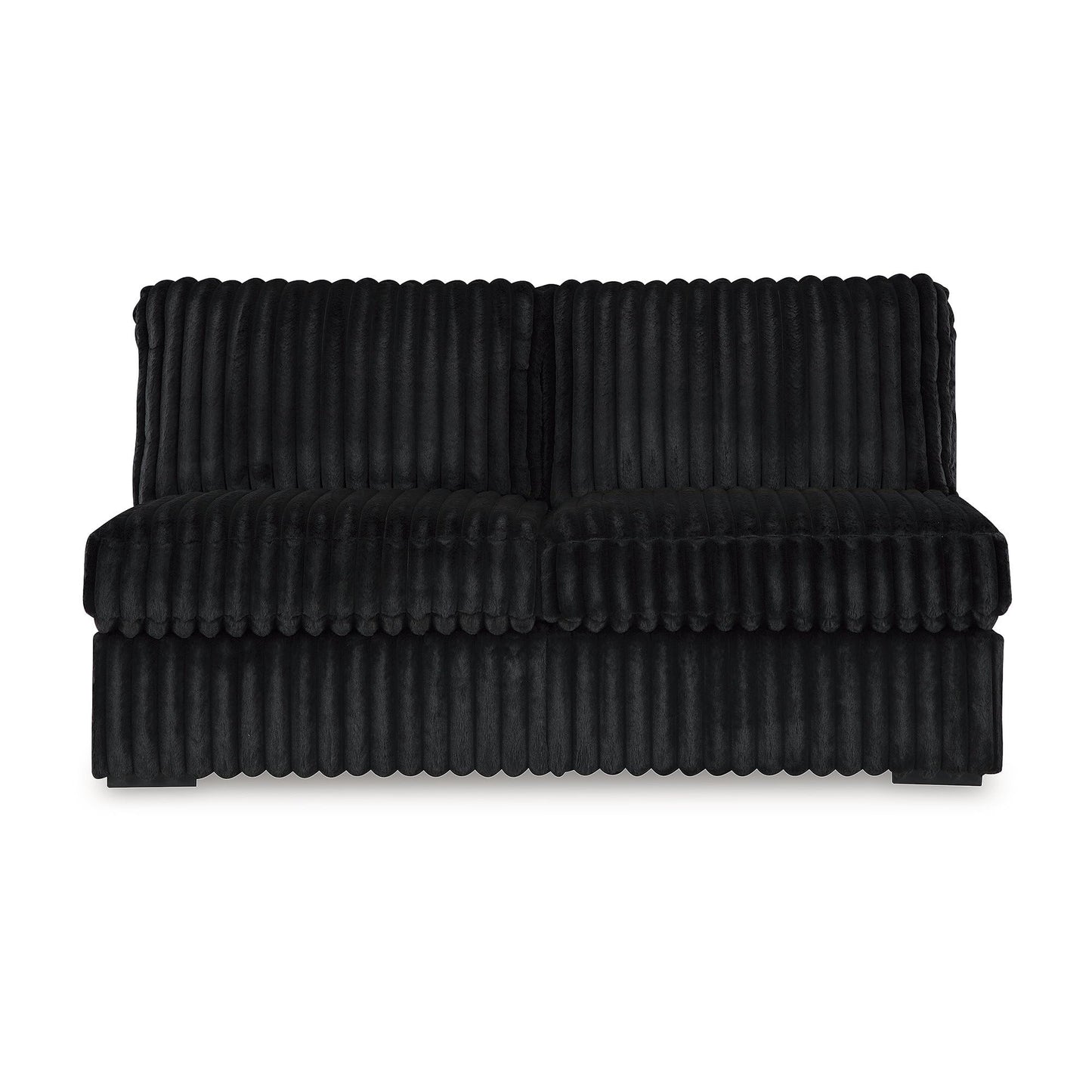 Signature Design by Ashley Midnight‑Madness Sectionals, Jumbo Corduroy Sectional Sofa with Chaise, Plush Cushioned Comfort for Cozy Living Room Lounging, 190" W x 65" D x 40" H, Black