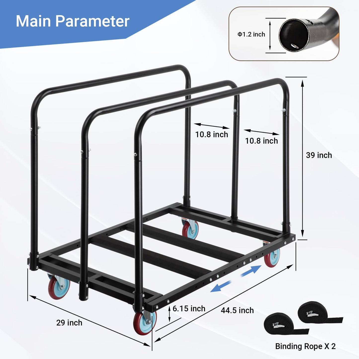 Eastrexon Updated Folding Table Cart, 5" Swivel Wheels Heavy Duty Table Dolly, Drywall Dolly Cart w/ 2000 LBS & 10 Table Capacity for Party Events, Factory, Hotel, Warehouse