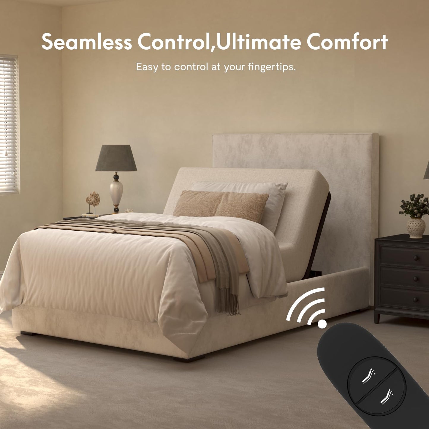 FLEXISPOT Twin XL Adjustable Bed Frame Base,Segmented Design,Easy Assemble, Oxford Fabric Bedspread,Wired Remote,Whisper Quiet Durable Motor,Mattress Holder, No Box Spring.