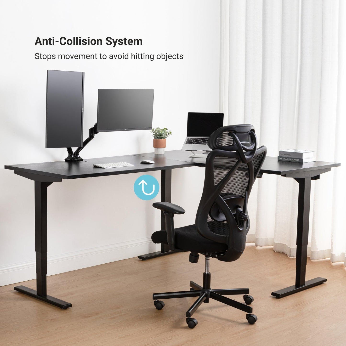 Progressive Desk L Shaped Height Adjustable Standing Desk 78" x 48" - Corner Computer Desk - Electric Stand Up Rising Workstation - Gray Frame/Bright Beech Top