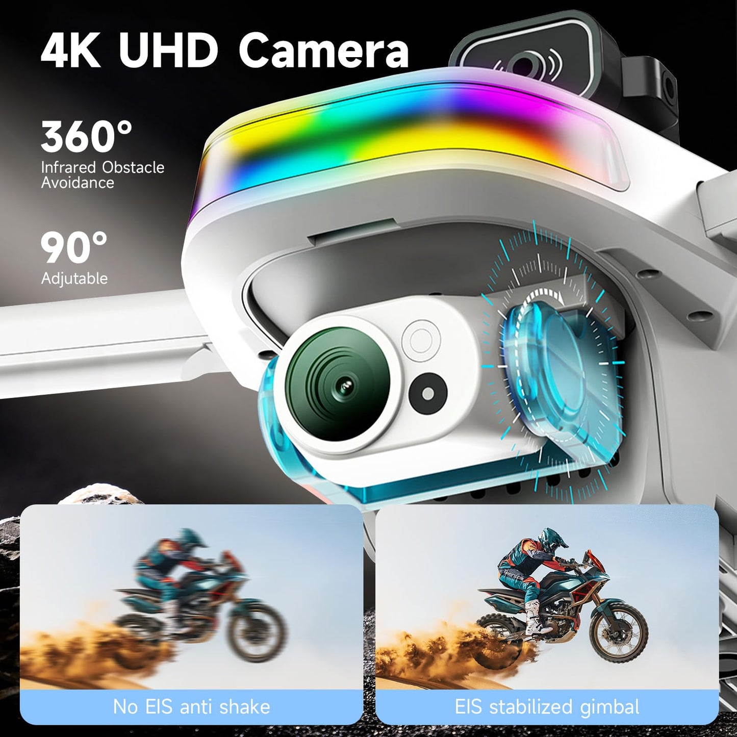 GPS Drone with 4K Camera for Adults, 5.5" HD Touchscreen Remote, Brushless Motor, 50 Mins Flight, Follow Me Drone, Auto Return, Long Range Transmission, AI Track & Orbit Mode, Under 260g