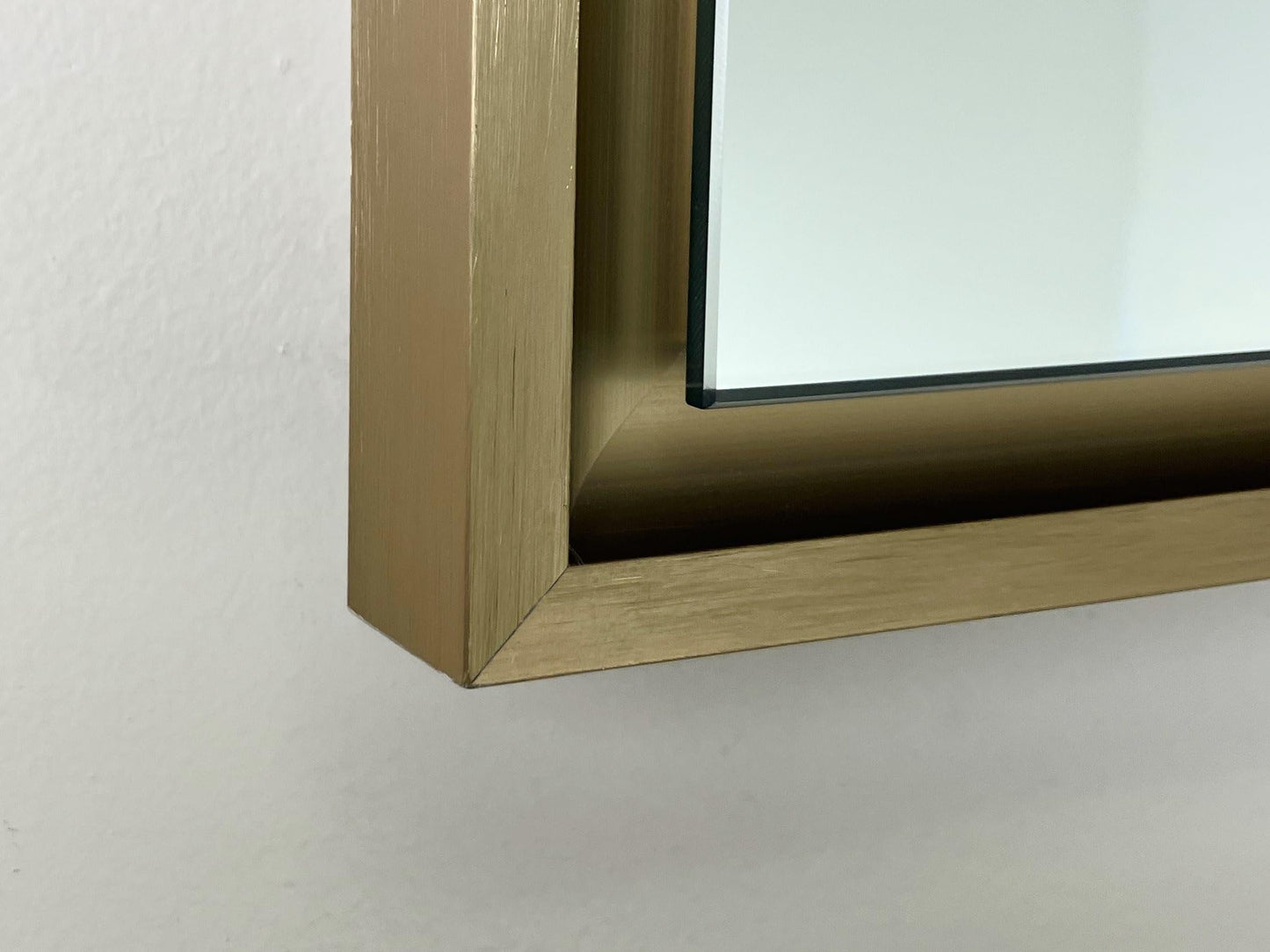 Fox Hollow Furnishings 16x26 Parker Metro Metal Framed Rectangle Recessed Bathroom Medicine Cabinet, Floating Mirror, 14x24 in-Wall Opening, Steel, Adjustable Glass Shelves, Magnet Close, Gold
