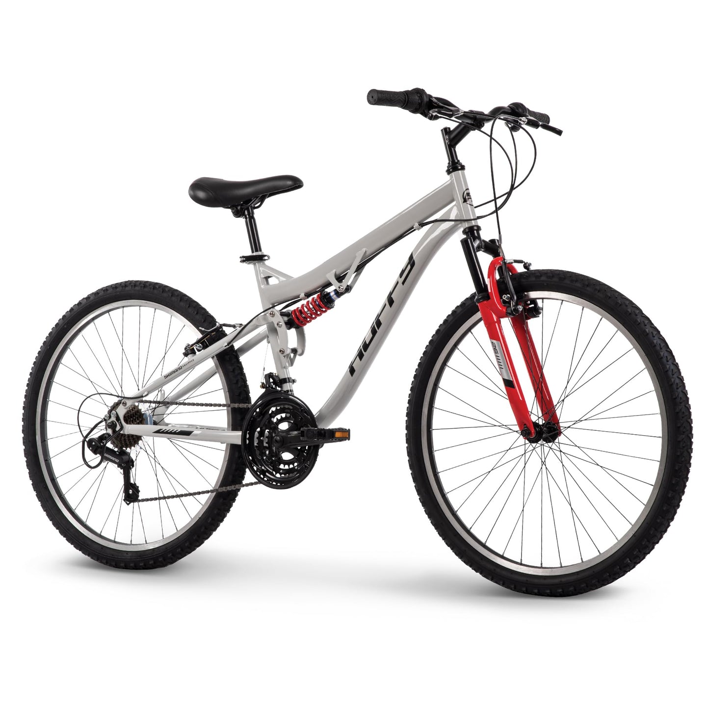 Huffy Stone Mountain Mens 26 Inch Mountain Bike, Cloudy Grey Gloss Frame, 21-Speed Shimano Twist Shifting, Dual Suspension, Comfort Saddle | 20"/24"/26" Sizes, 6-21 Speeds, Dual Suspension Available |