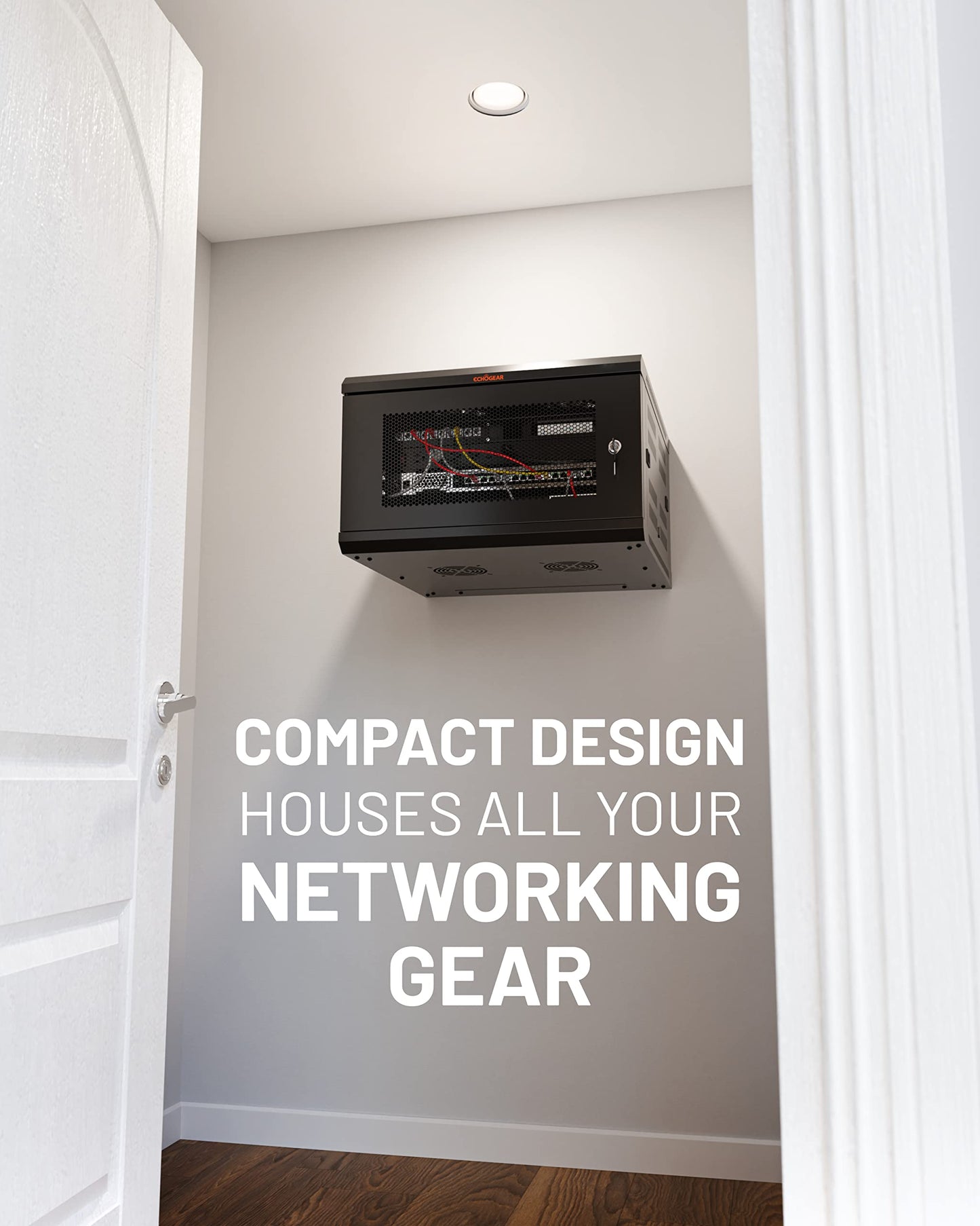 ECHOGEAR 6U Network Rack w/Enclosed Design, Easy Install, 600mm Depth