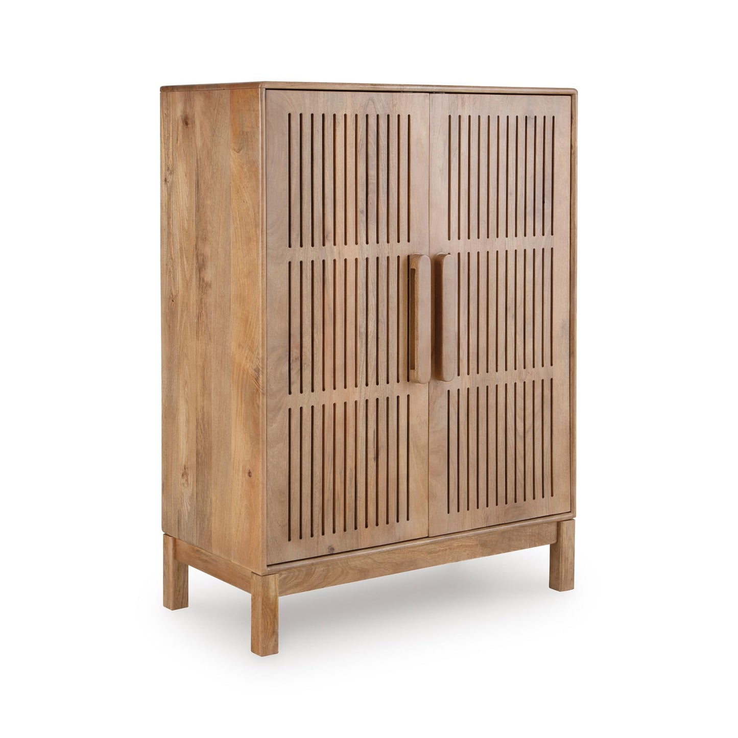 Signature Design by Ashley Pellamour Casual Bar Cabinet with Anti-Tipping and Adjustable Shelf, Light Brown
